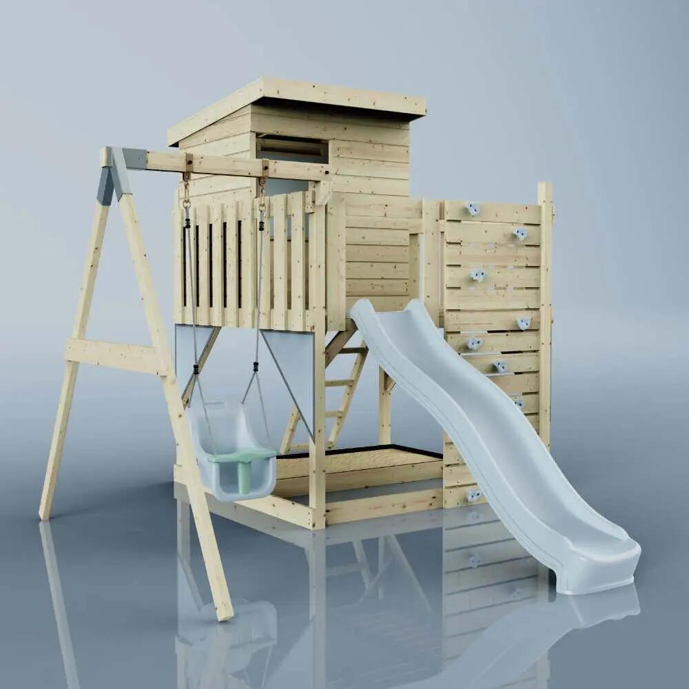 Spielturm Alma mit Kinderschaukel in Eisblau - 415 × 306 × 260 cm 6/6