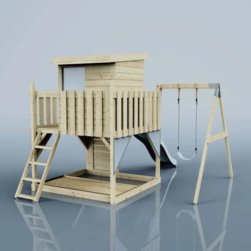 Spielturm Alma mit Kinderschaukel in Eisblau - 415 × 306 × 260 cm 4/6