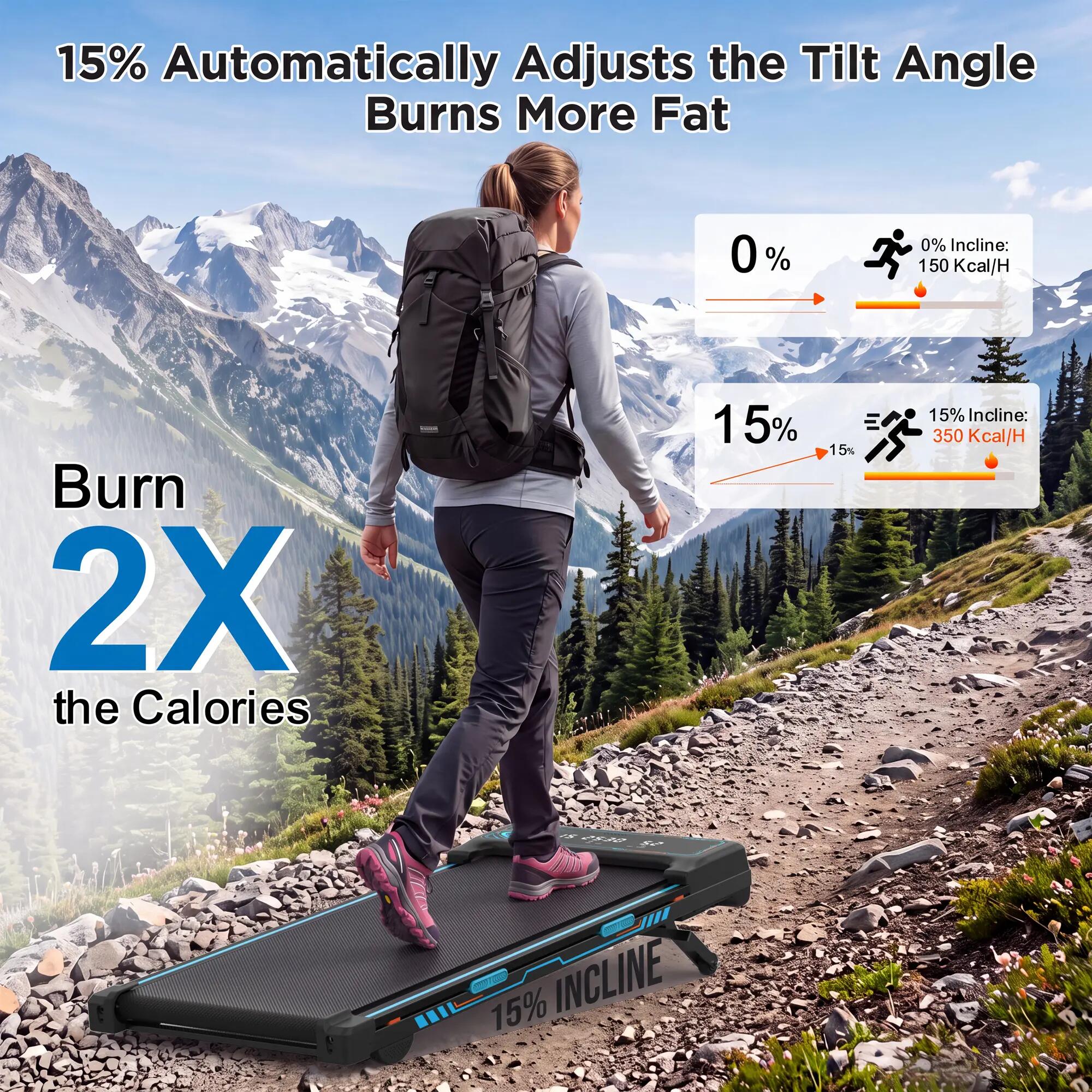 Tapis de marche, tapis de course pour la maison avec inclinaison automatique de 7/9