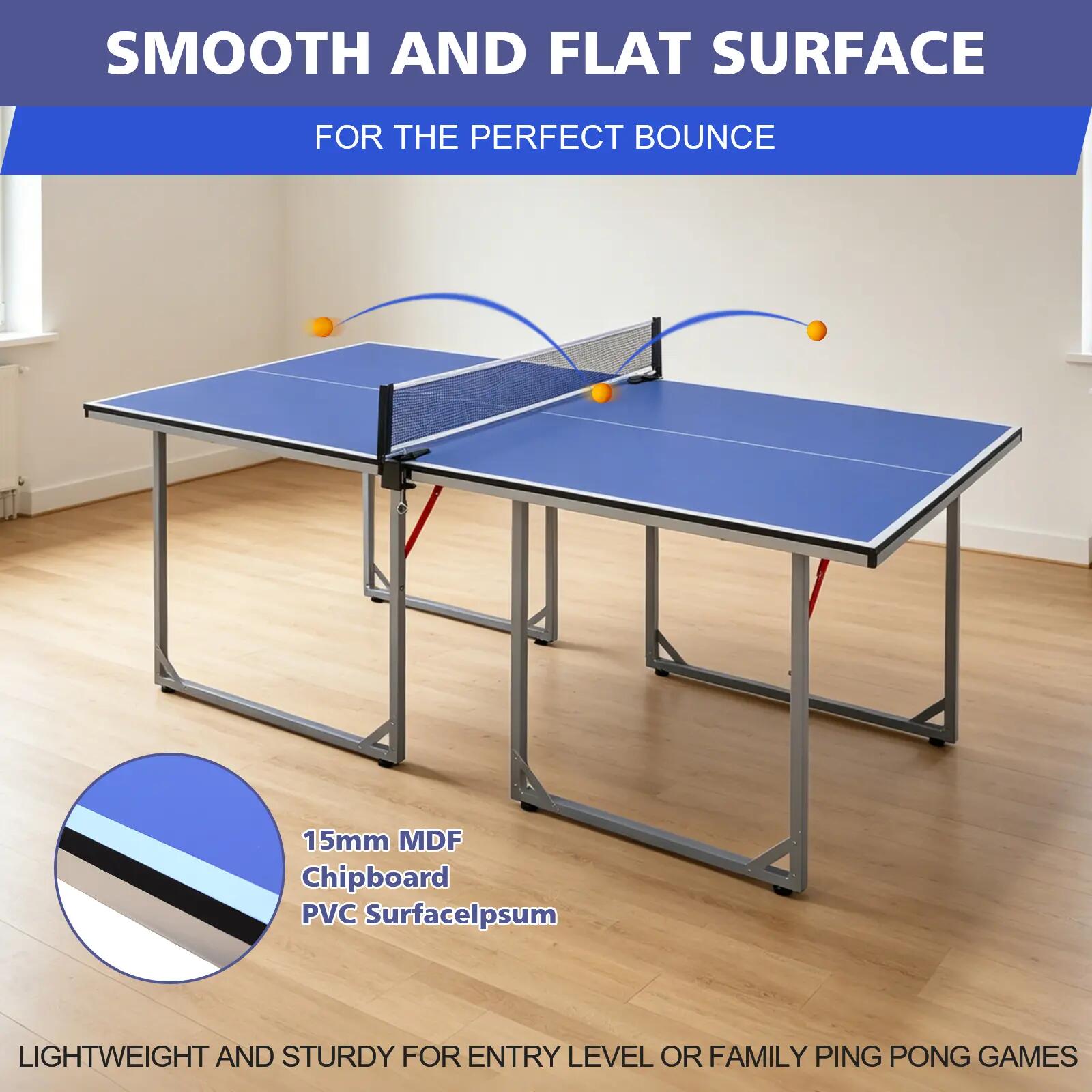 Table de ping-pong de taille moyenne (182 cm / 6 pieds), pliable et portable, av 4/9