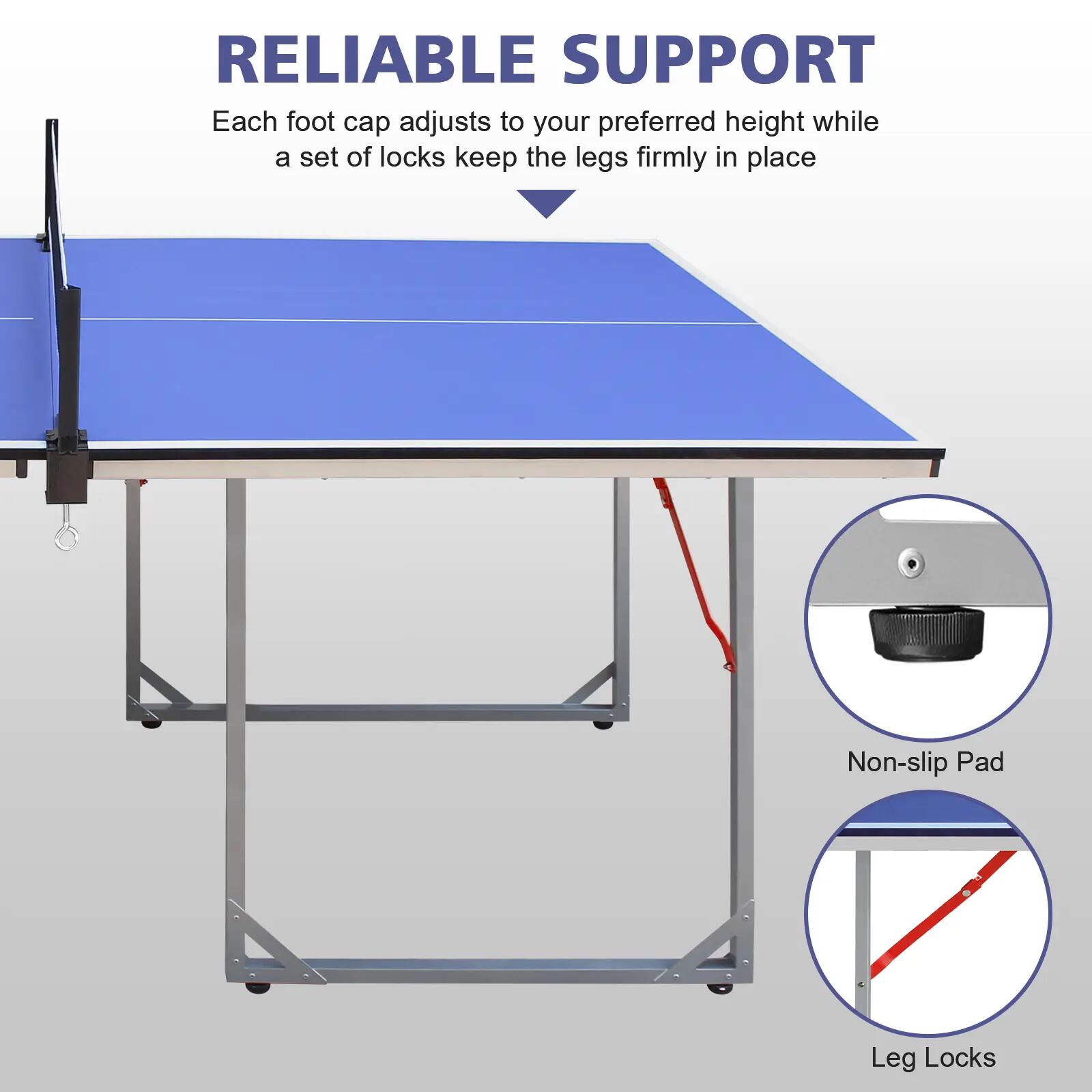 Table de ping-pong de taille moyenne (182 cm / 6 pieds), pliable et portable, av 3/9
