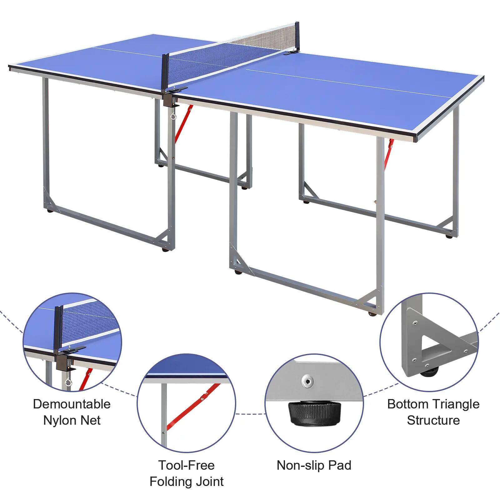Table de ping-pong de taille moyenne (182 cm / 6 pieds), pliable et portable, av 2/9