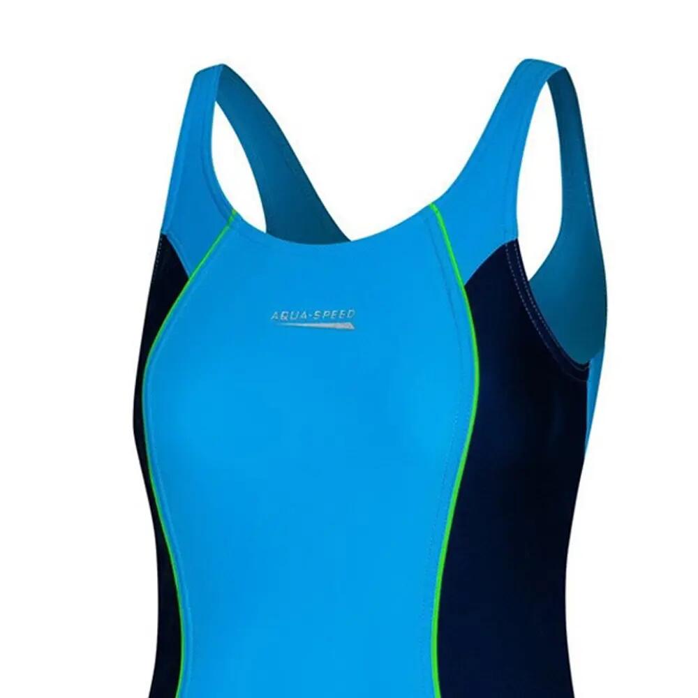 Costume Da Bagno Intero Blocchi Di Colore Ragazze Aqua Speed Luna Blu 3/4