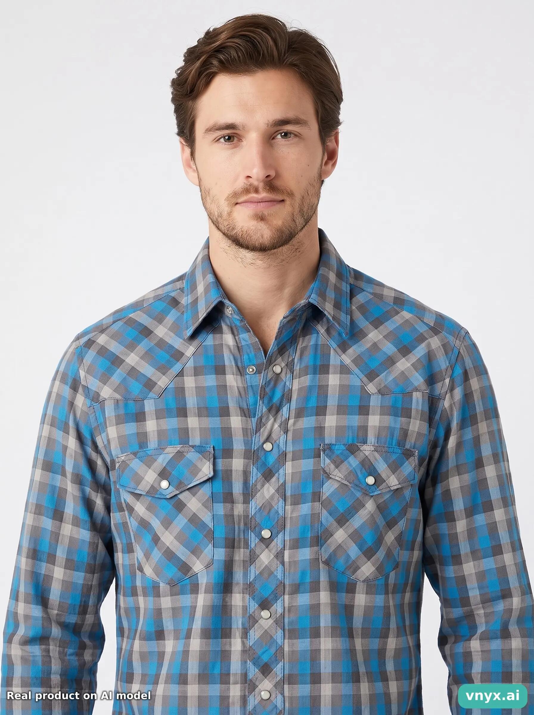 Second Life - Vintage Wrangler Blue Casual Shirts Men M 5/5