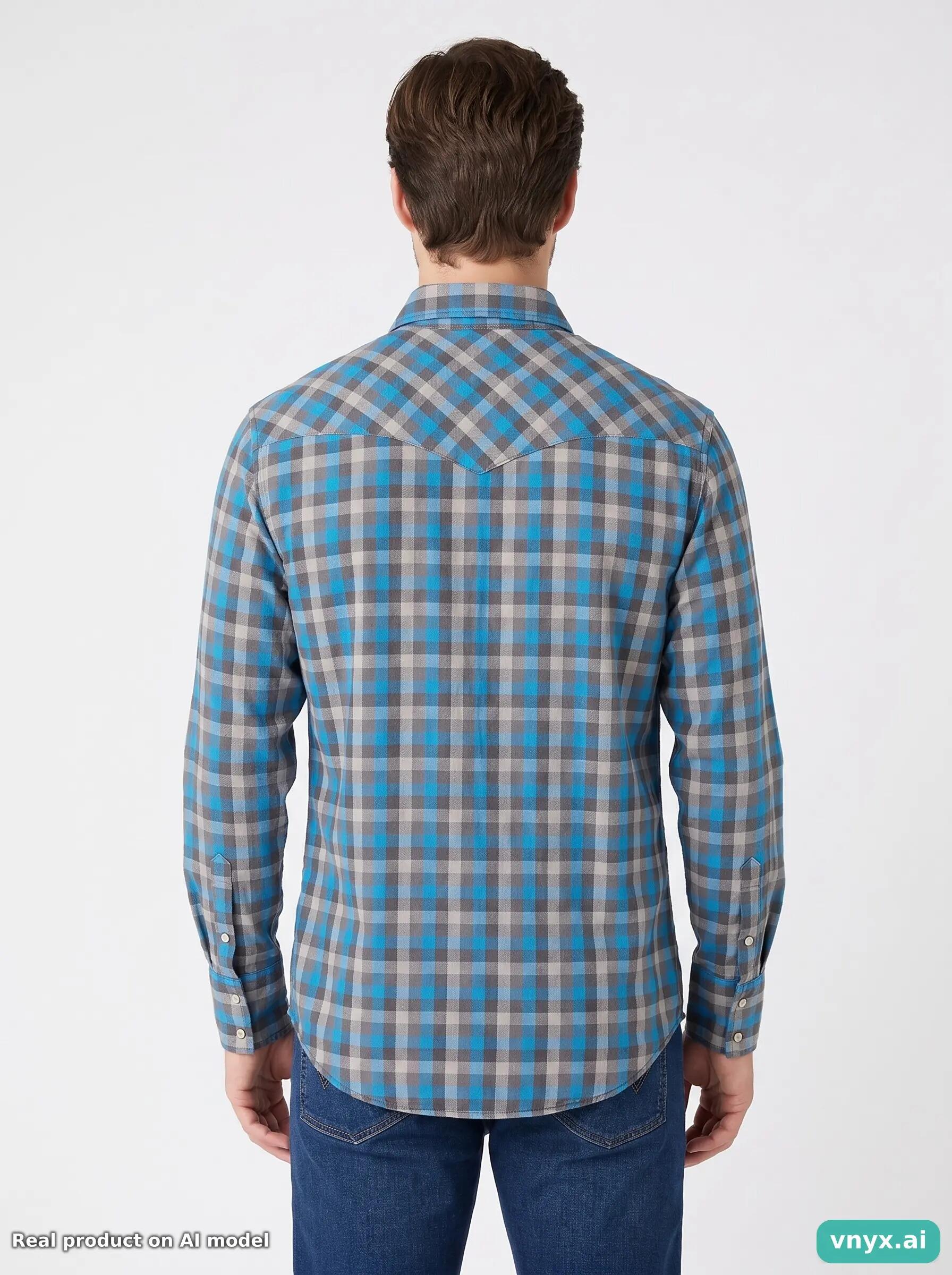 Second Life - Vintage Wrangler Blue Casual Shirts Men M 4/5