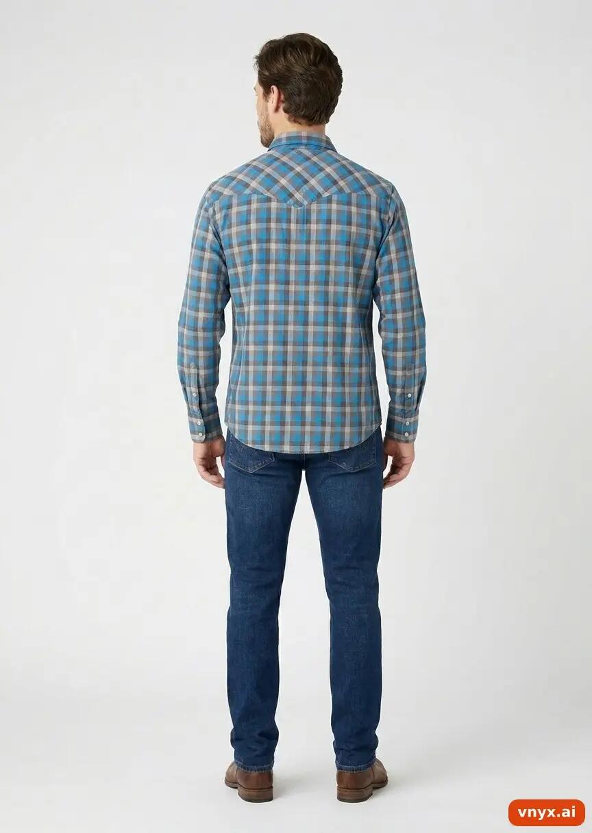 Second Life - Vintage Wrangler Blue Casual Shirts Men M 3/5