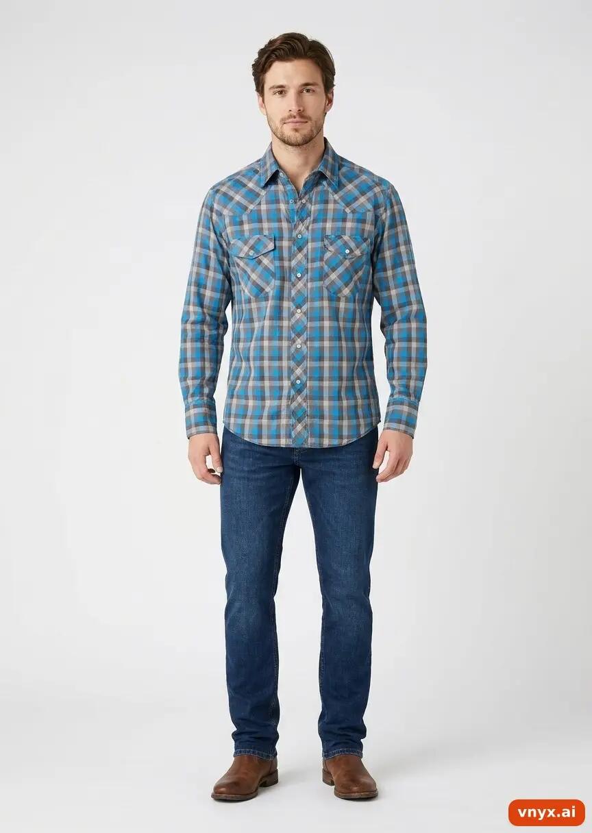 Second Life - Vintage Wrangler Blue Casual Shirts Men M 2/5