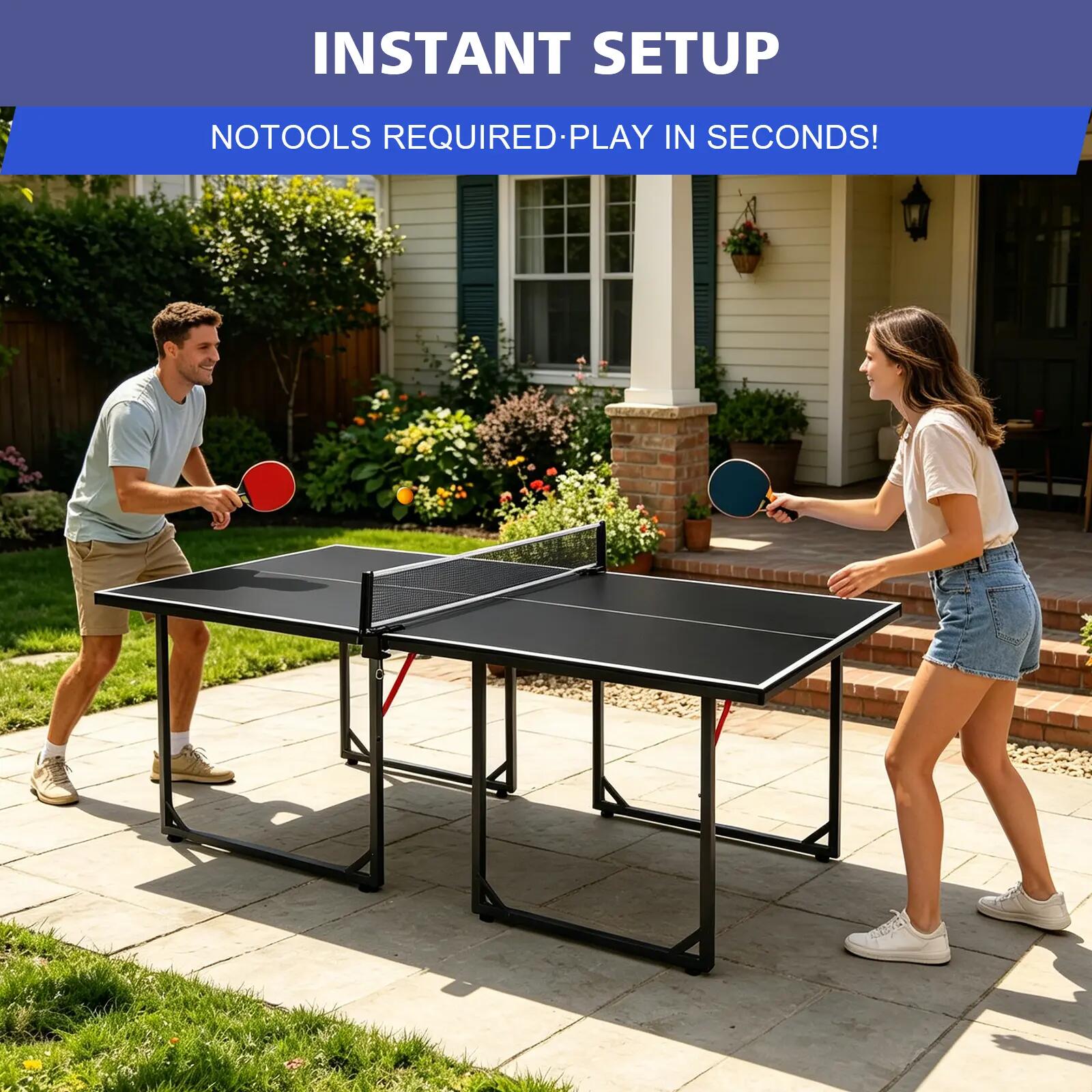 Table de ping-pong de taille moyenne (182 cm / 6 pieds), pliable et portable, id 8/9