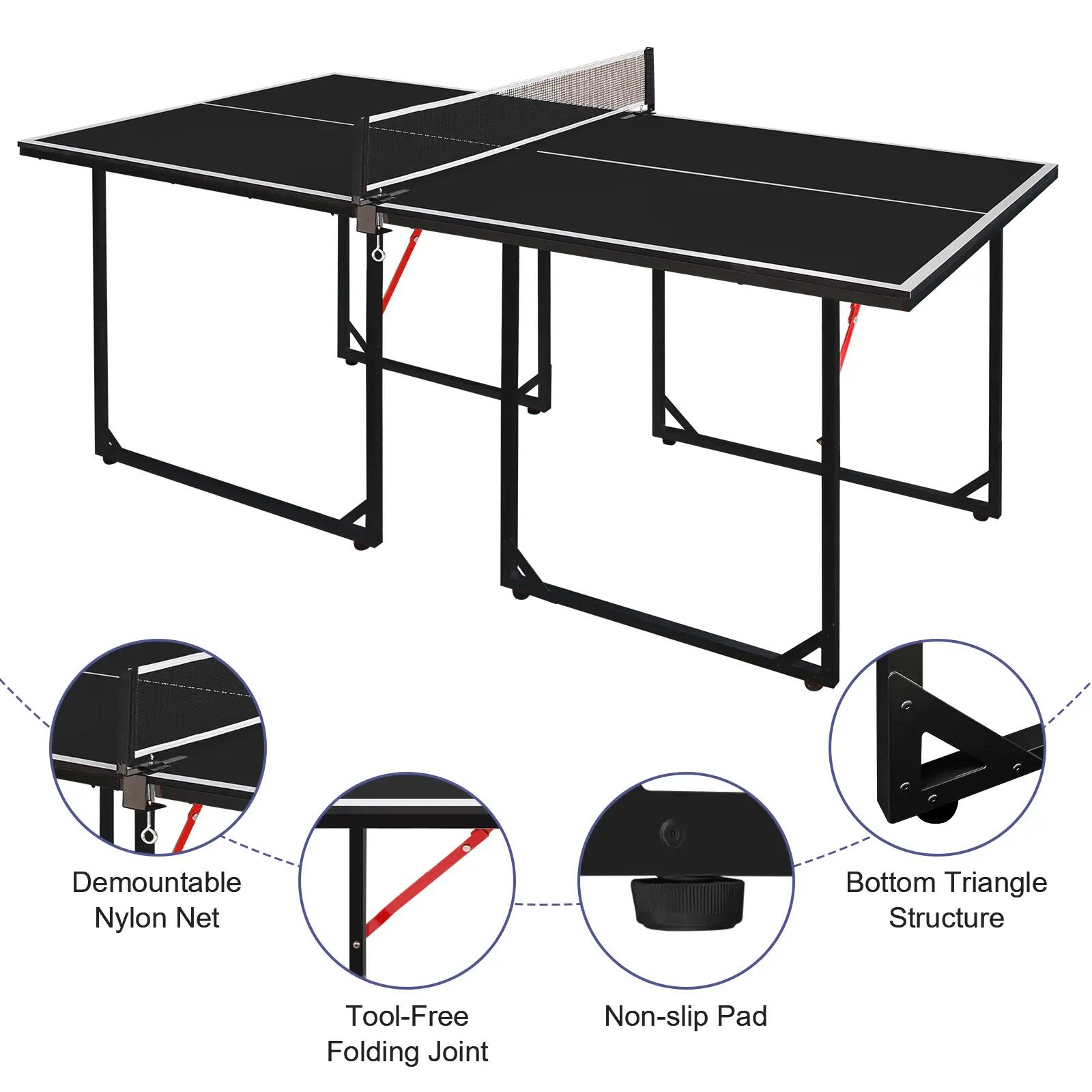 Table de ping-pong de taille moyenne (182 cm / 6 pieds), pliable et portable, id 2/9