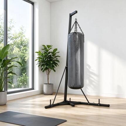 Support de sac de frappe autoportant, pliable et réglable en hauteur avec base l