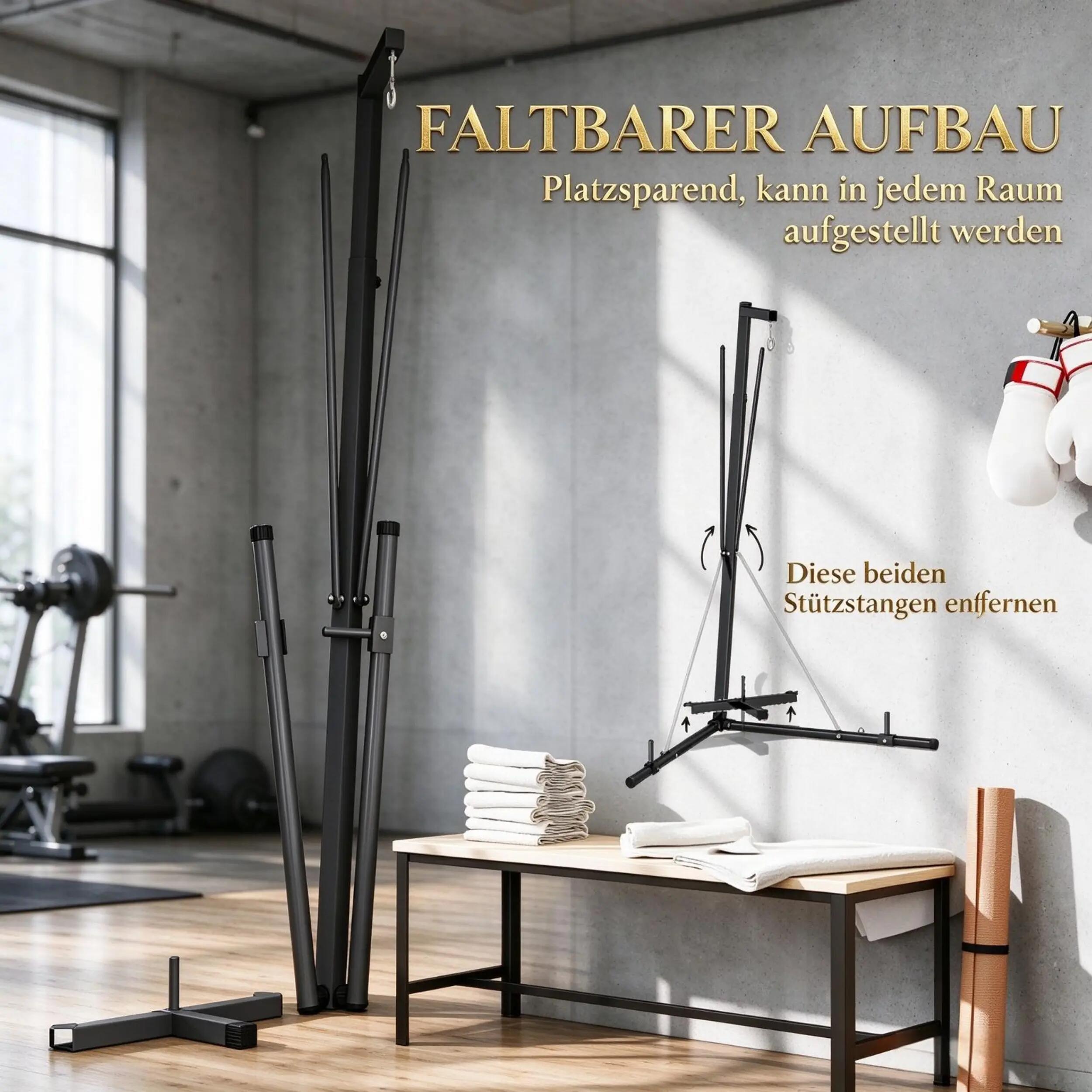 Support de sac de frappe autoportant, pliable et réglable en hauteur avec base l 8/8
