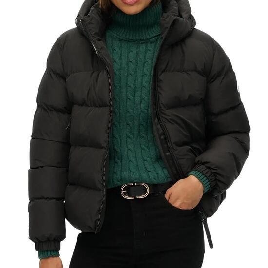 Superdry Damen Steppjacke mit Kapuze Schwarz