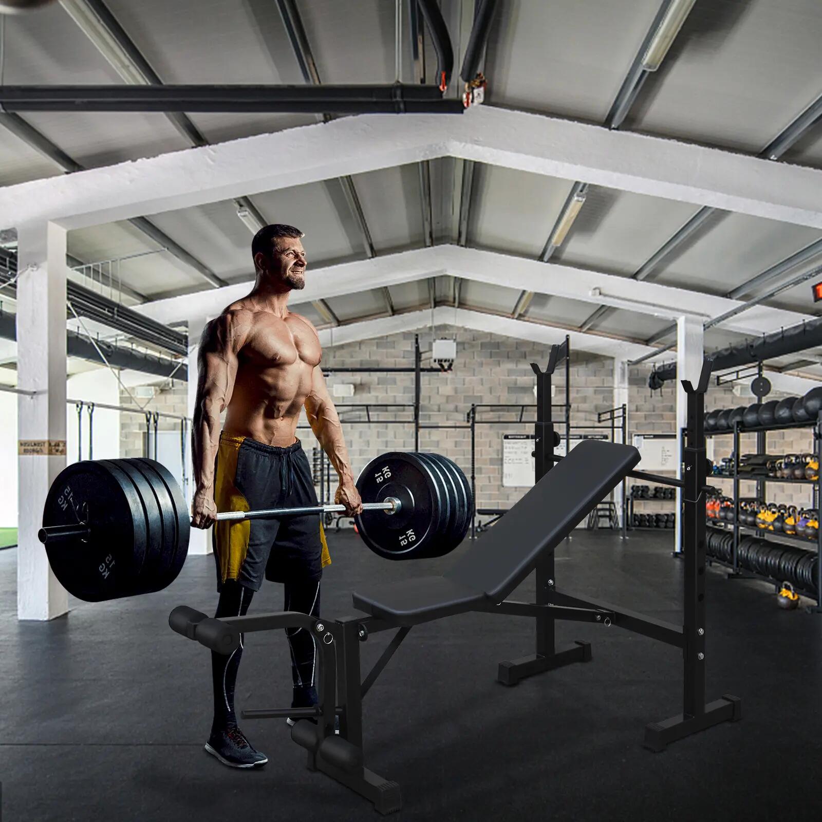 Banc de musculation olympique, banc de développé couché avec support à squats et 6/7
