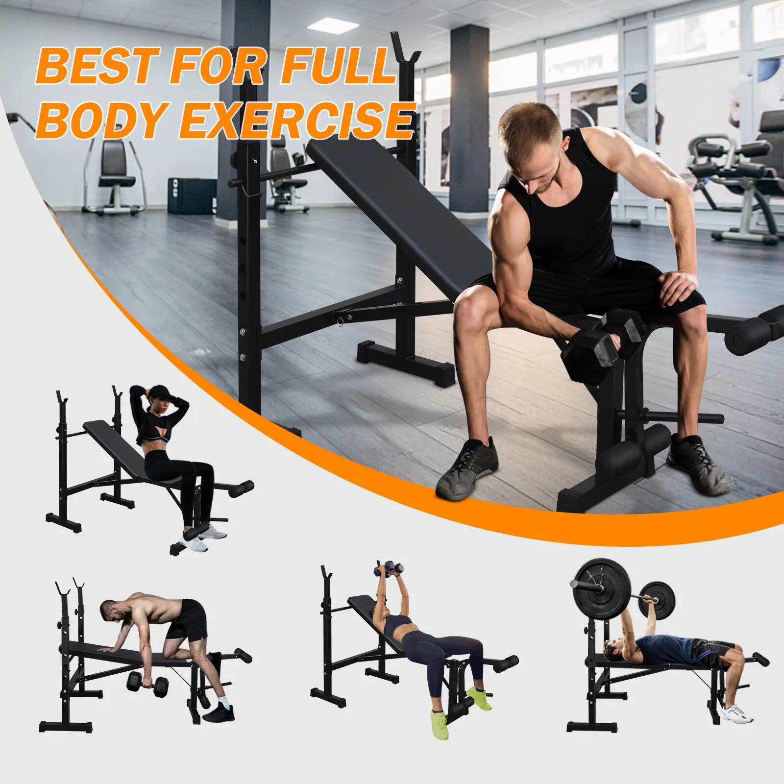 Banc de musculation olympique, banc de développé couché avec support à squats et 5/7
