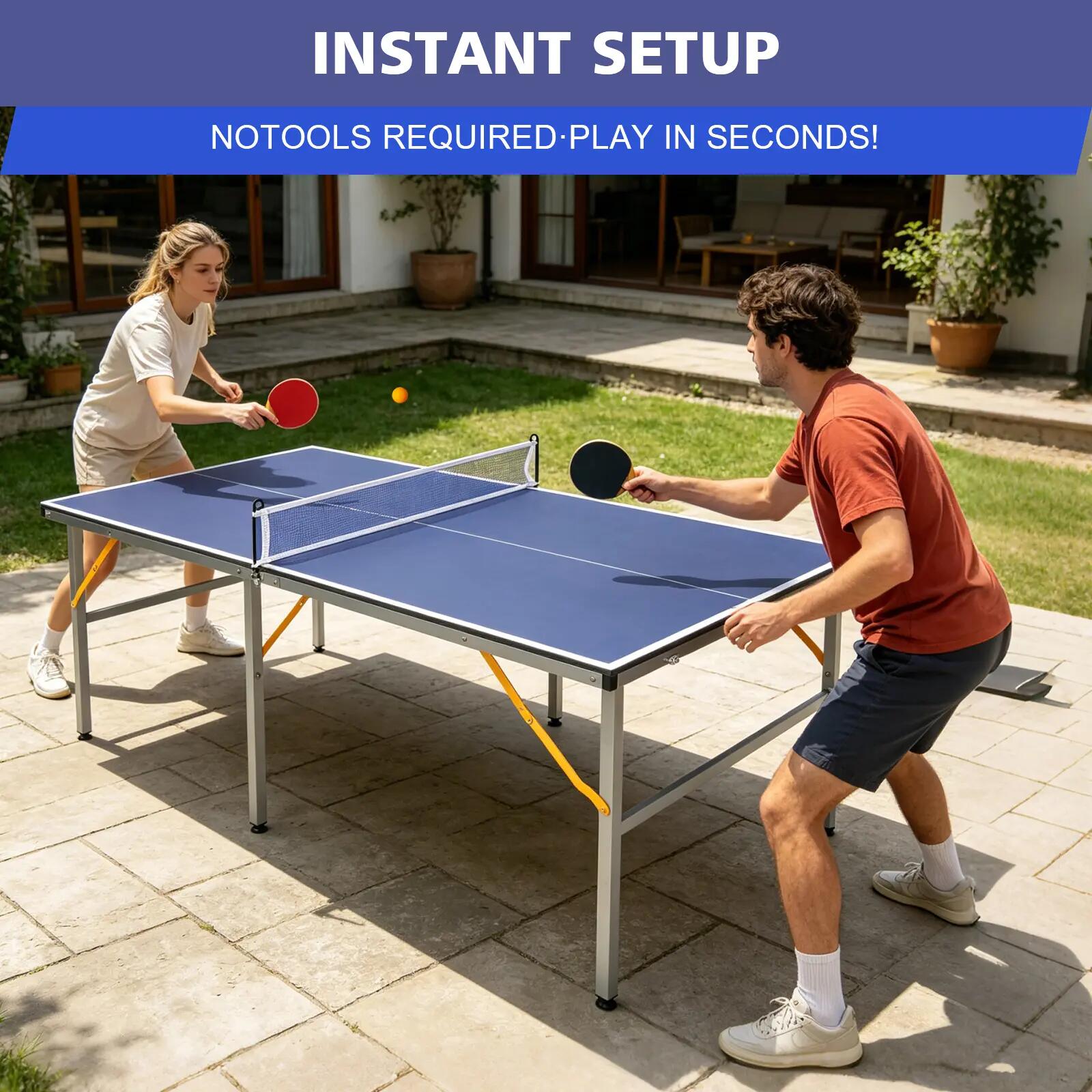 Table de ping-pong pliante et portable professionnelle de taille moyenne (182 x 9/10