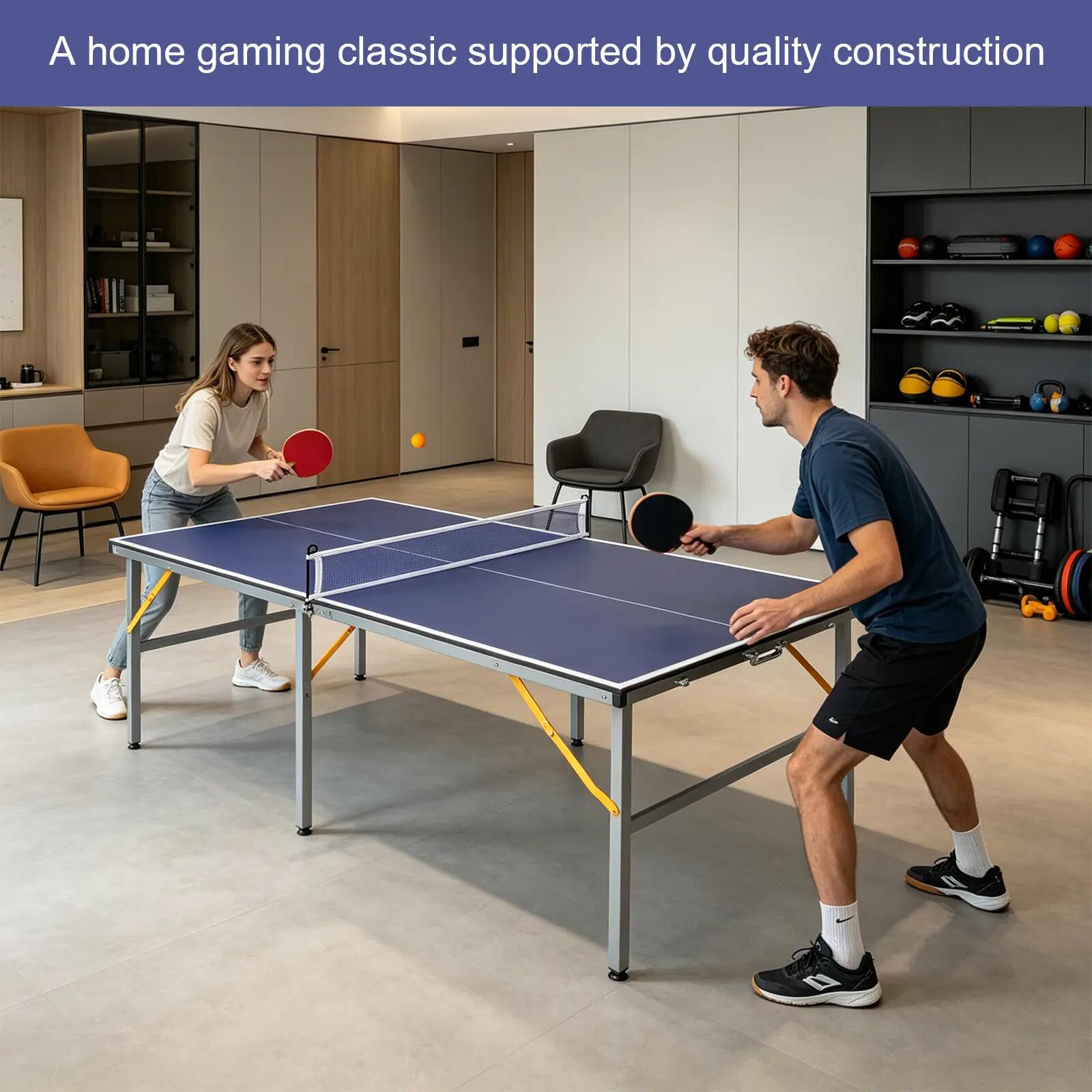 Table de ping-pong pliante et portable professionnelle de taille moyenne (182 x 8/10