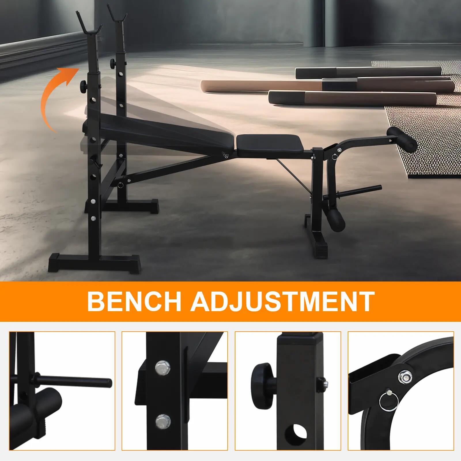 Banc de musculation olympique, banc de développé couché avec support à squats et 2/7