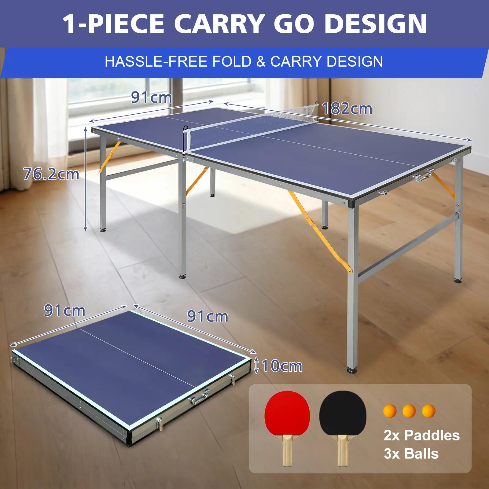 Table de ping-pong pliante et portable professionnelle de taille moyenne (182 x 6/10