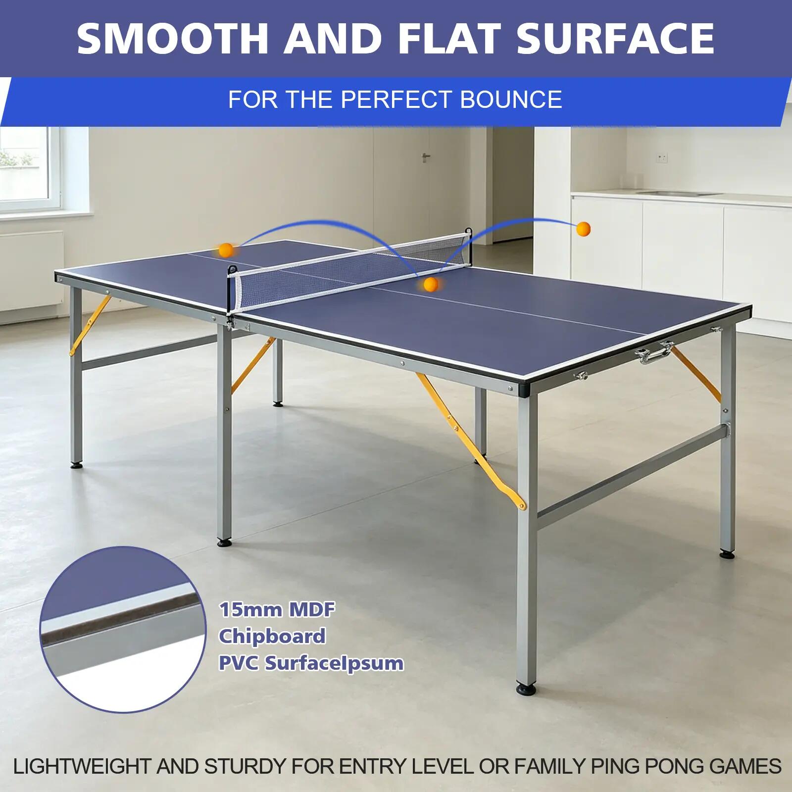 Table de ping-pong pliante et portable professionnelle de taille moyenne (182 x 4/10