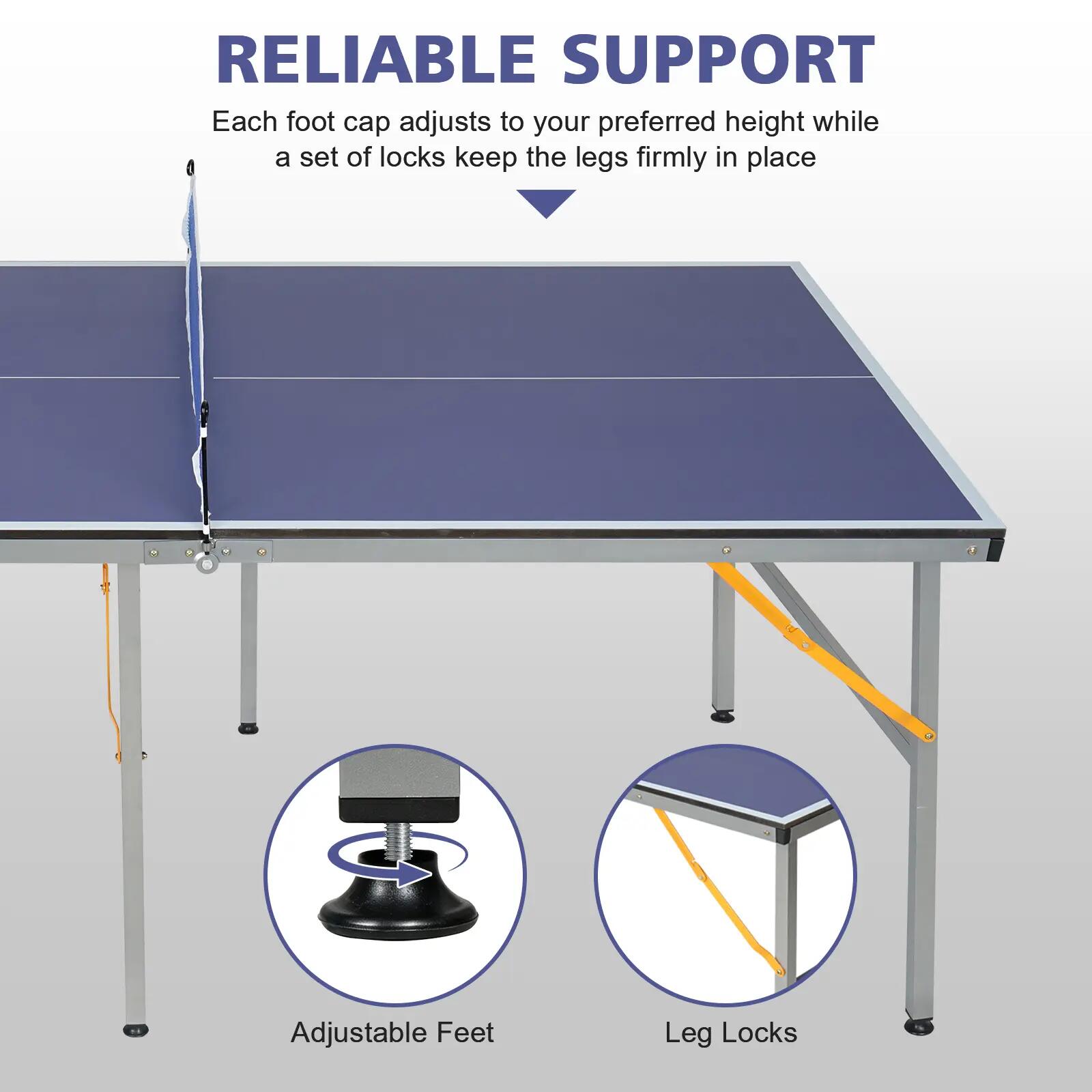 Table de ping-pong pliante et portable professionnelle de taille moyenne (182 x 3/10