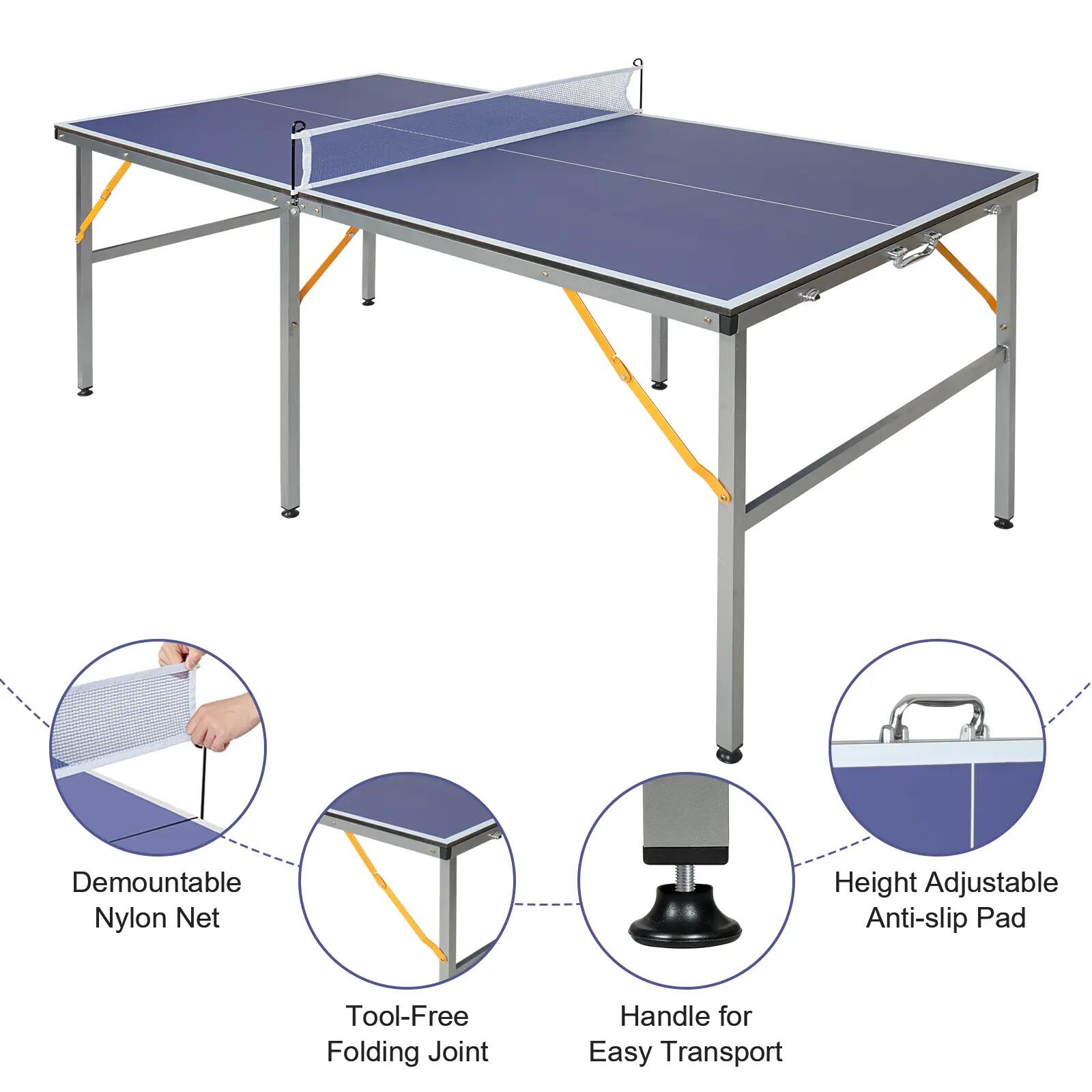 Table de ping-pong pliante et portable professionnelle de taille moyenne (182 x 2/10