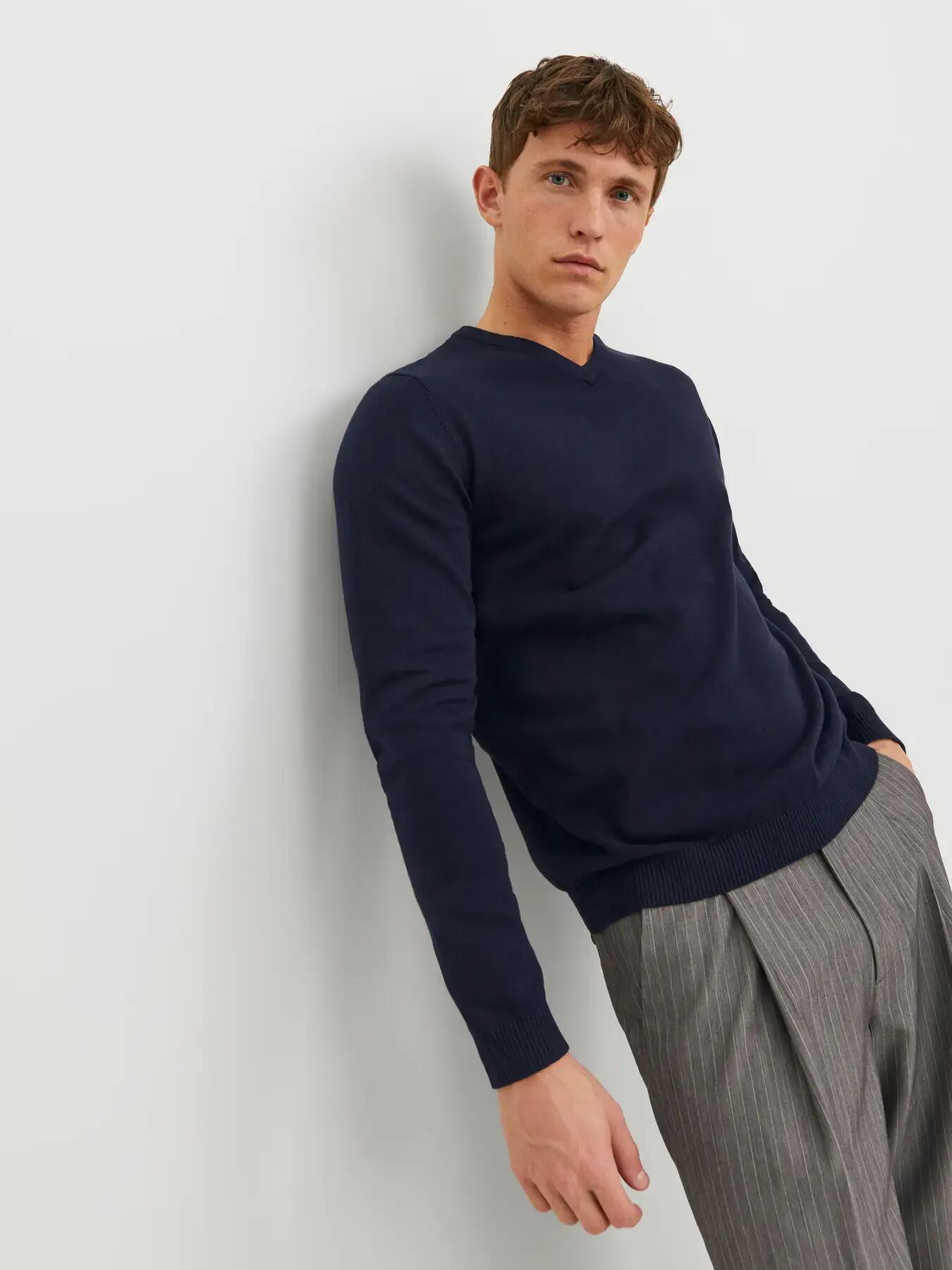 Homem Camisola de malha Regular Fit Basic Azul-marinho 8/8