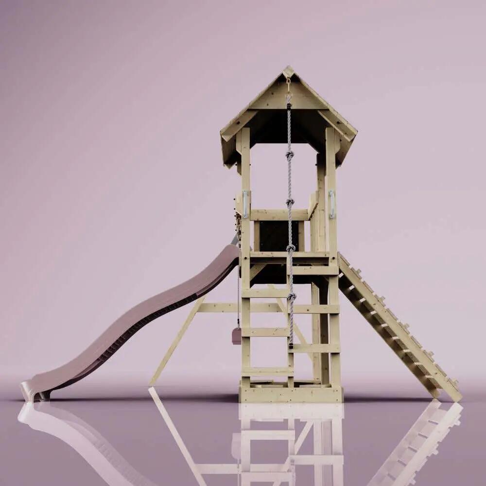Spielturm Uppsala mit Kinderschaukel in Altrosa - 357 × 361 × 273 cm 4/6