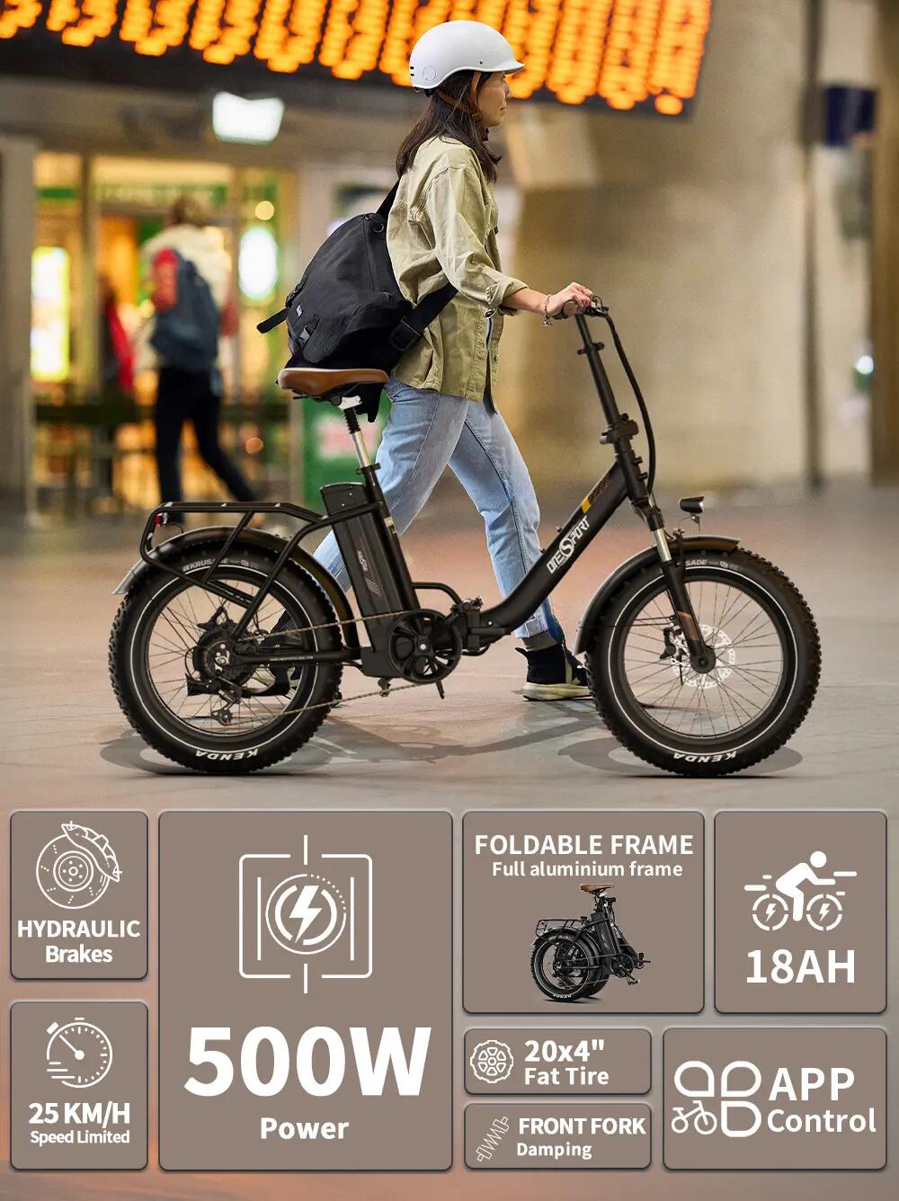 Bicicleta elétrica Onesport OT16 Max 20" Motor de 500W, bateria de 48V 18AH 11/15