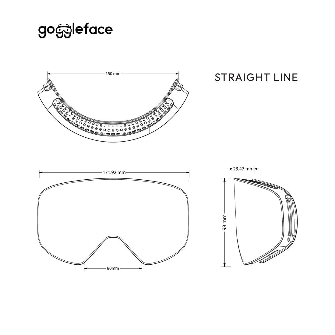 GOGGLEFACE Straight Line ski- en snowboardbril - wit/roze - unisex 5/5
