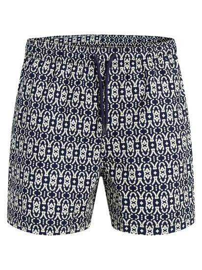 Short de bain homme grande taille Shell AOP noir & blanc Noir/blanc