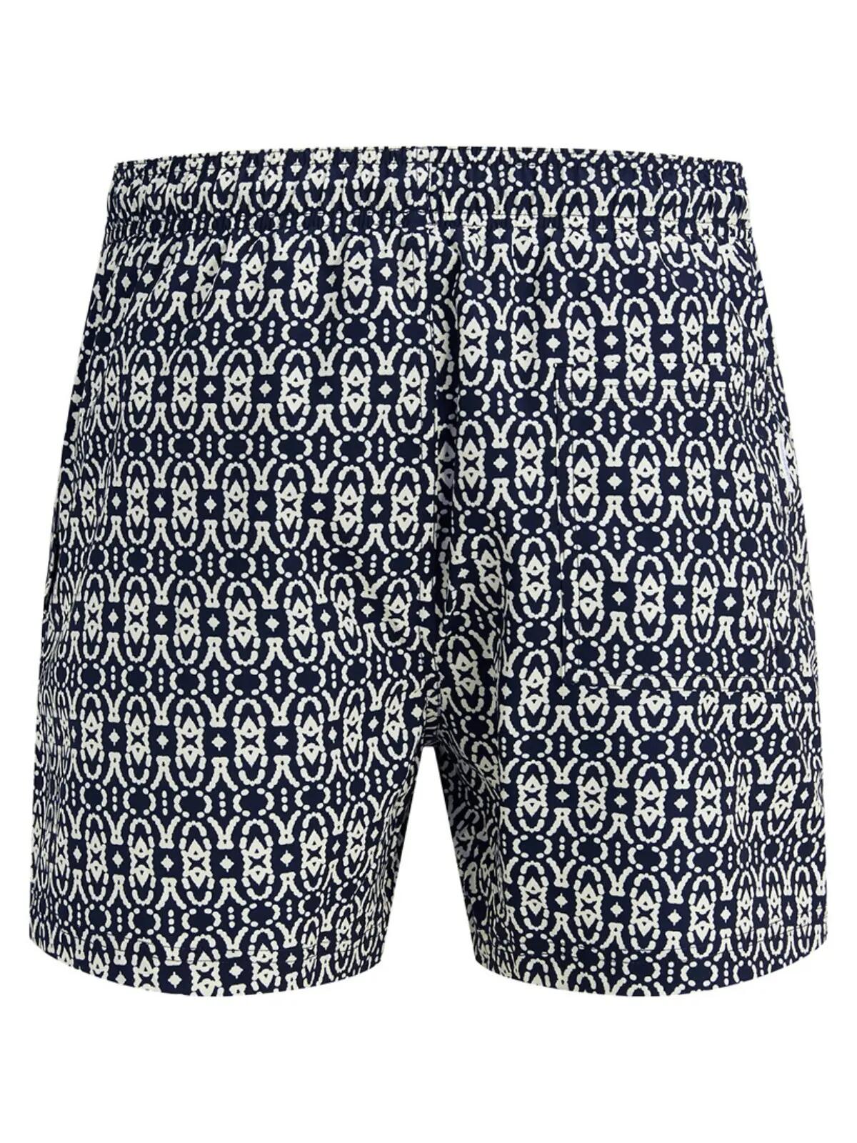 Heren Zwemshort Plus Size Shell AOP Zwart & Wit Zwart/wit 5/5