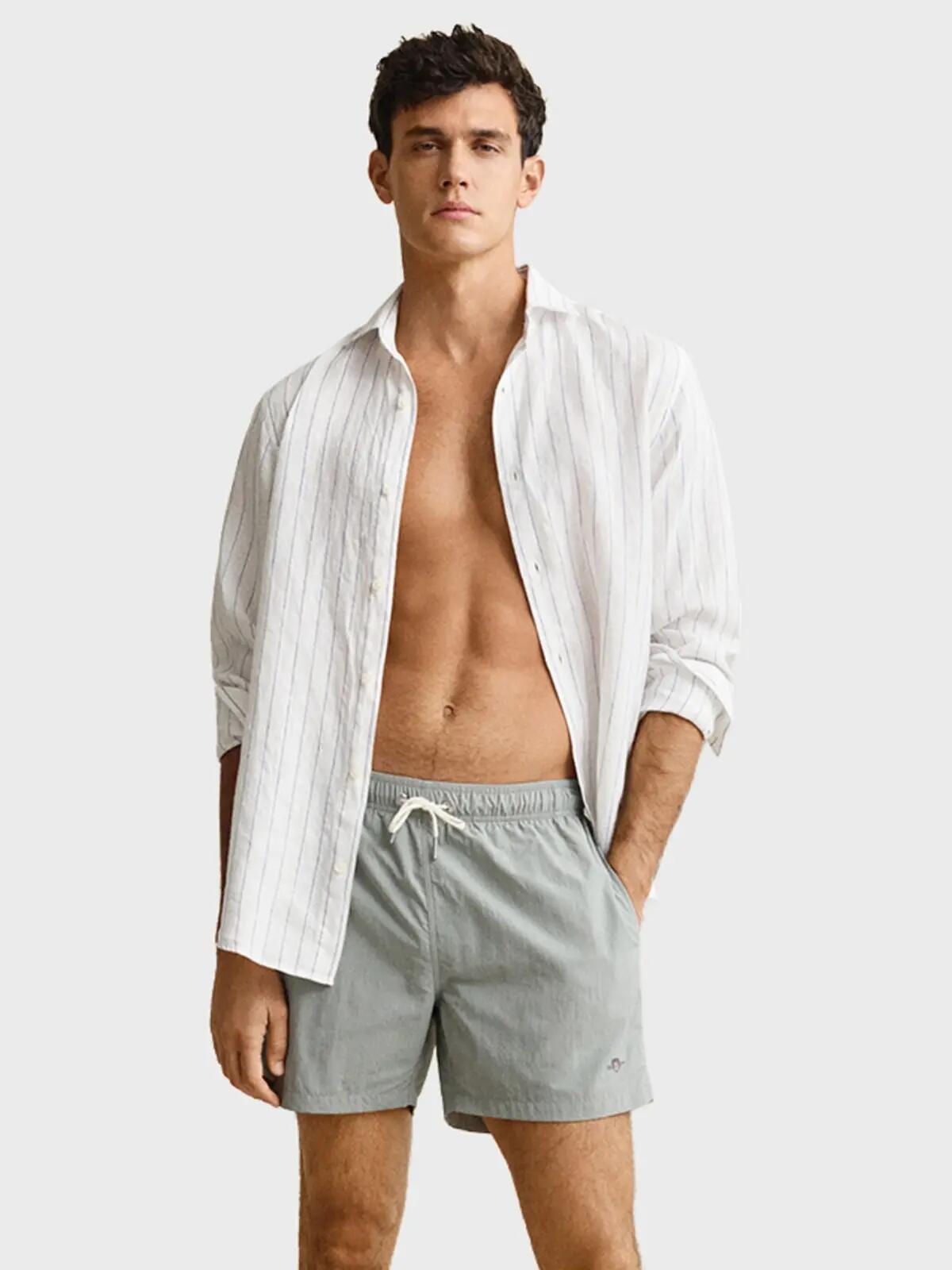 Heren Zwemshort Basic Logo Grijs 2/4
