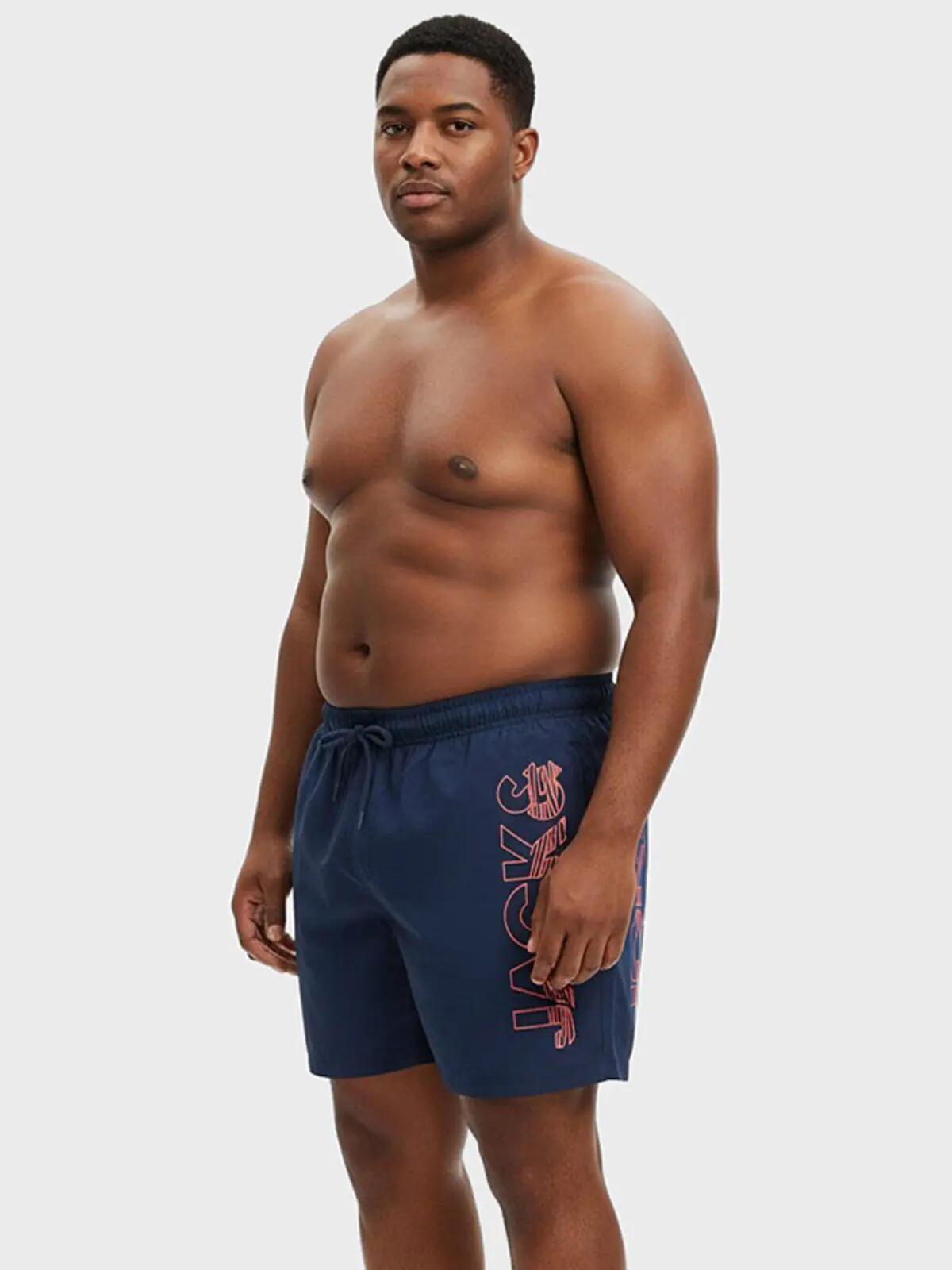 Short de bain homme grande taille Wave Logo Bleu 2/5