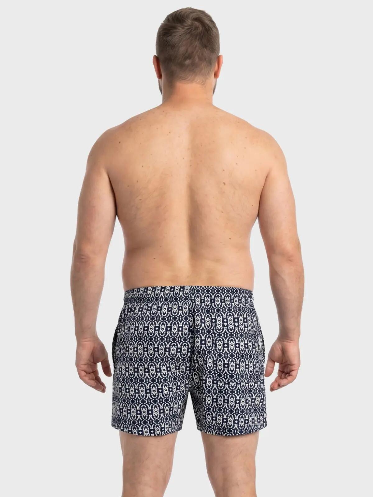 Heren Zwemshort Plus Size Shell AOP Zwart & Wit Zwart/wit 3/5