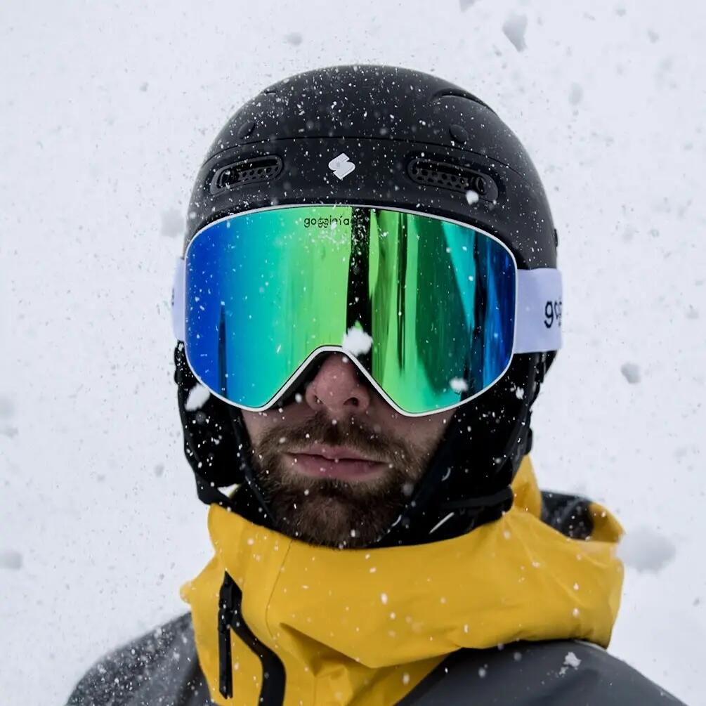 GOGGLEFACE Straight Line ski- en snowboardbril - wit/roze - unisex 3/5