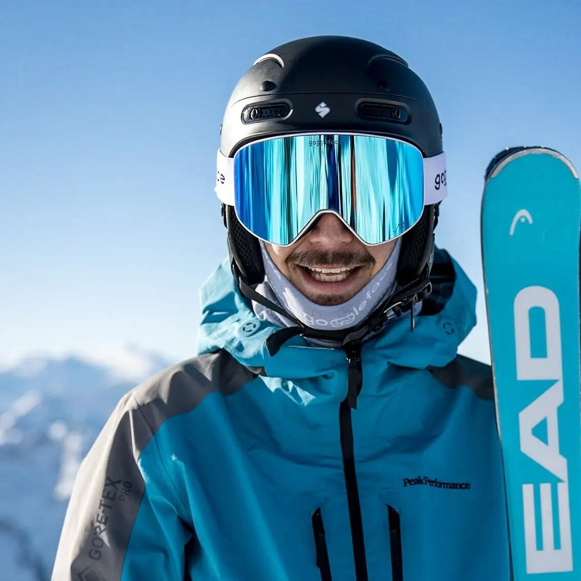 Ski/ snowboardbril - Straight Line wit/ blauw - UNISEX 3/5