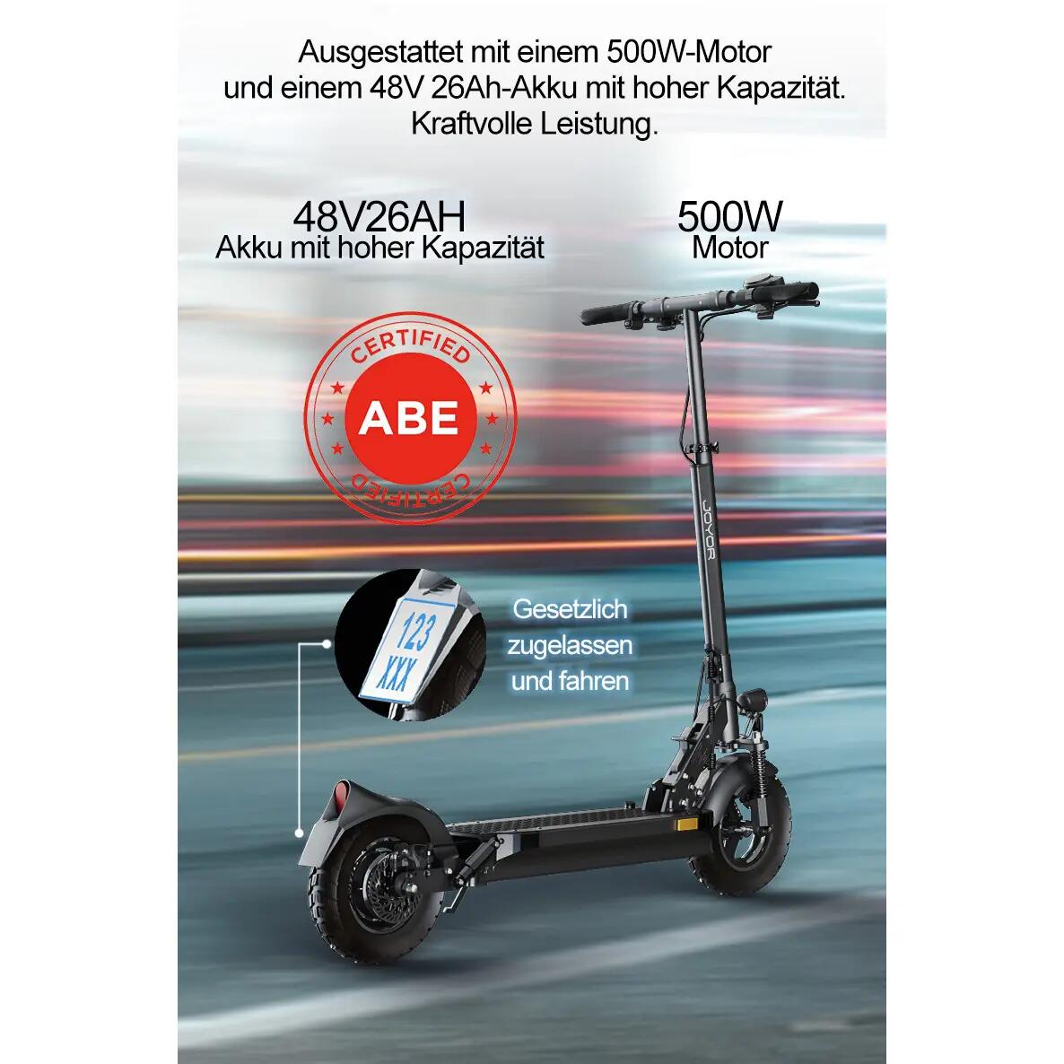 JOYOR Y8-S Elektrický kolobežka 48V 26Ah 500W 10" mechanické kotúčové brzdy 8/16