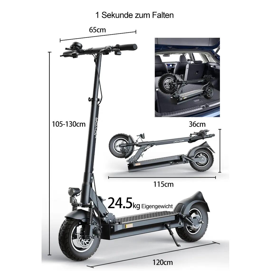JOYOR Y8-S Elektrický kolobežka 48V 26Ah 500W 10" mechanické kotúčové brzdy 13/16