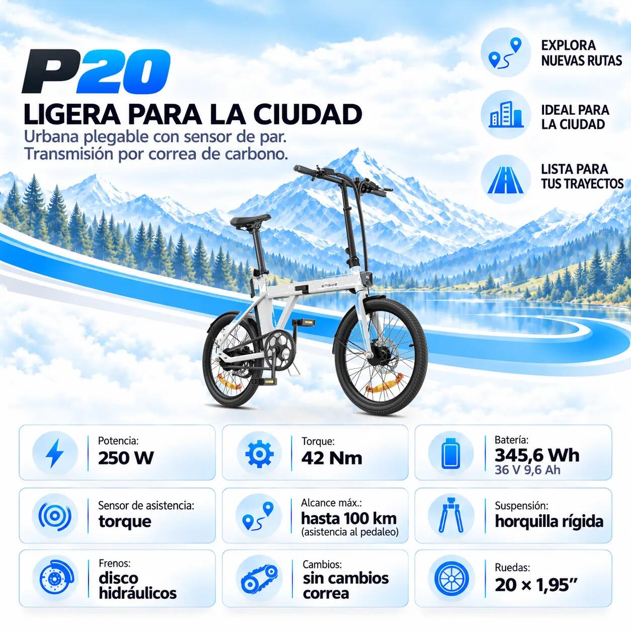 P20 vouwfiets stadsfiets 345 Wh 6/7