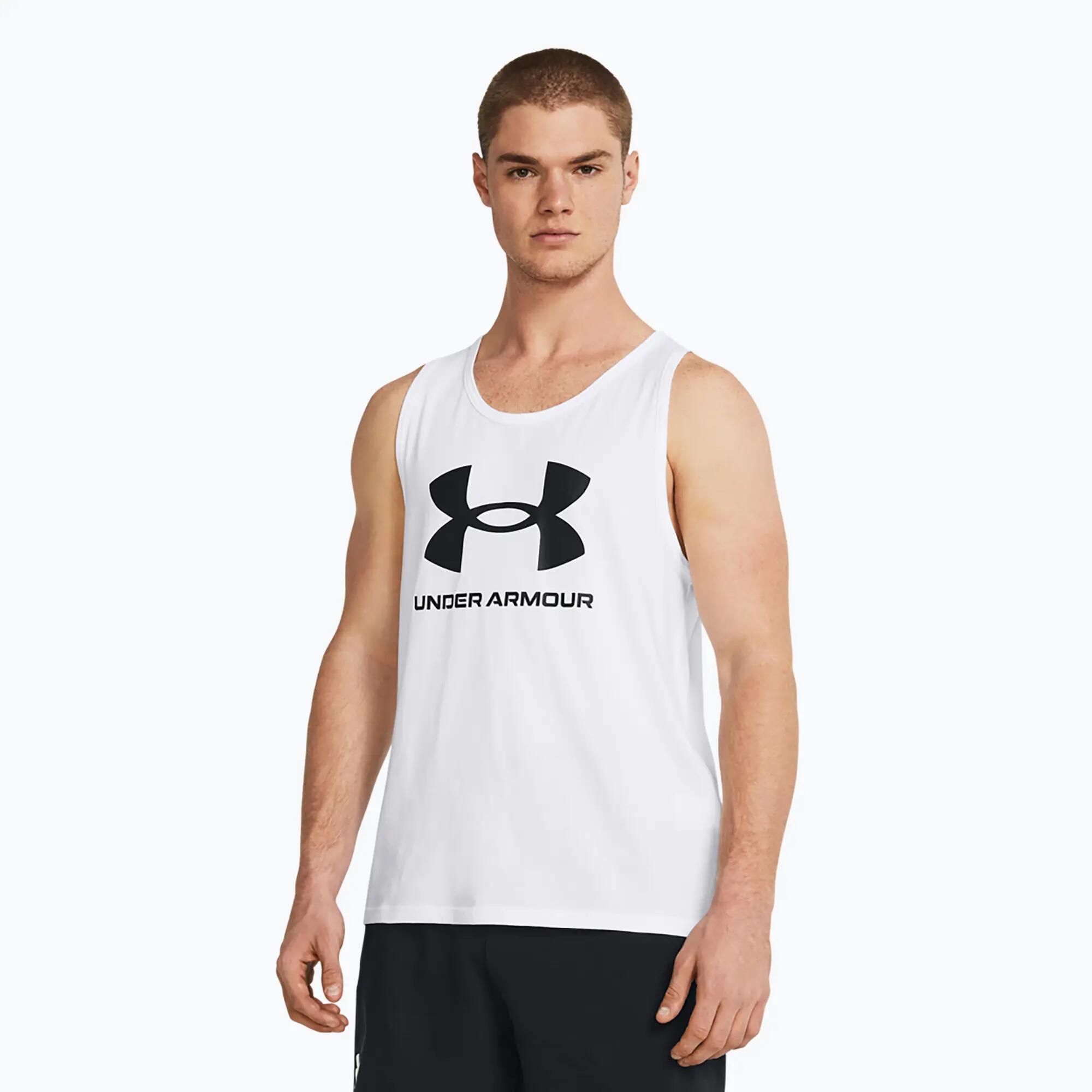 Under Armour Sportstyle Logo Tank Top White Men 3/6