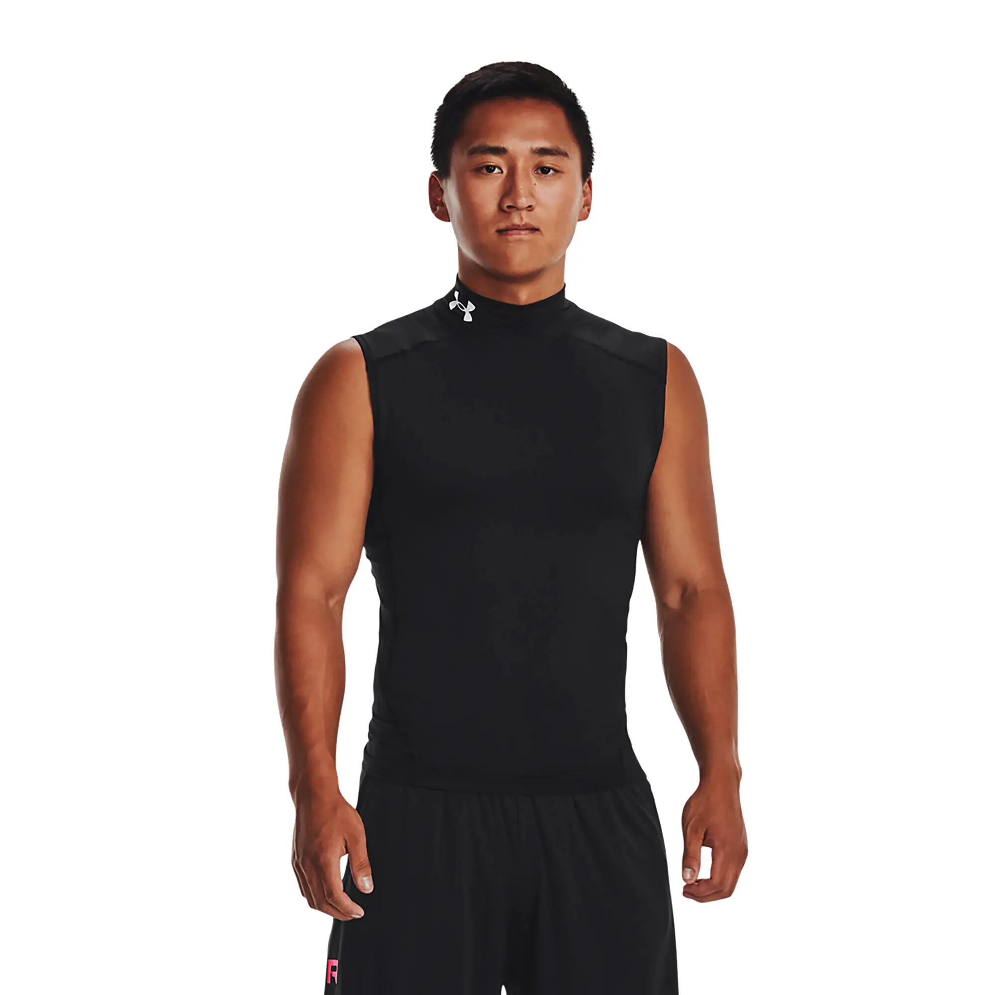 Herren Trainingsshirt Under Armour HG Armour Comp Mock schwarz/weiß 5/7