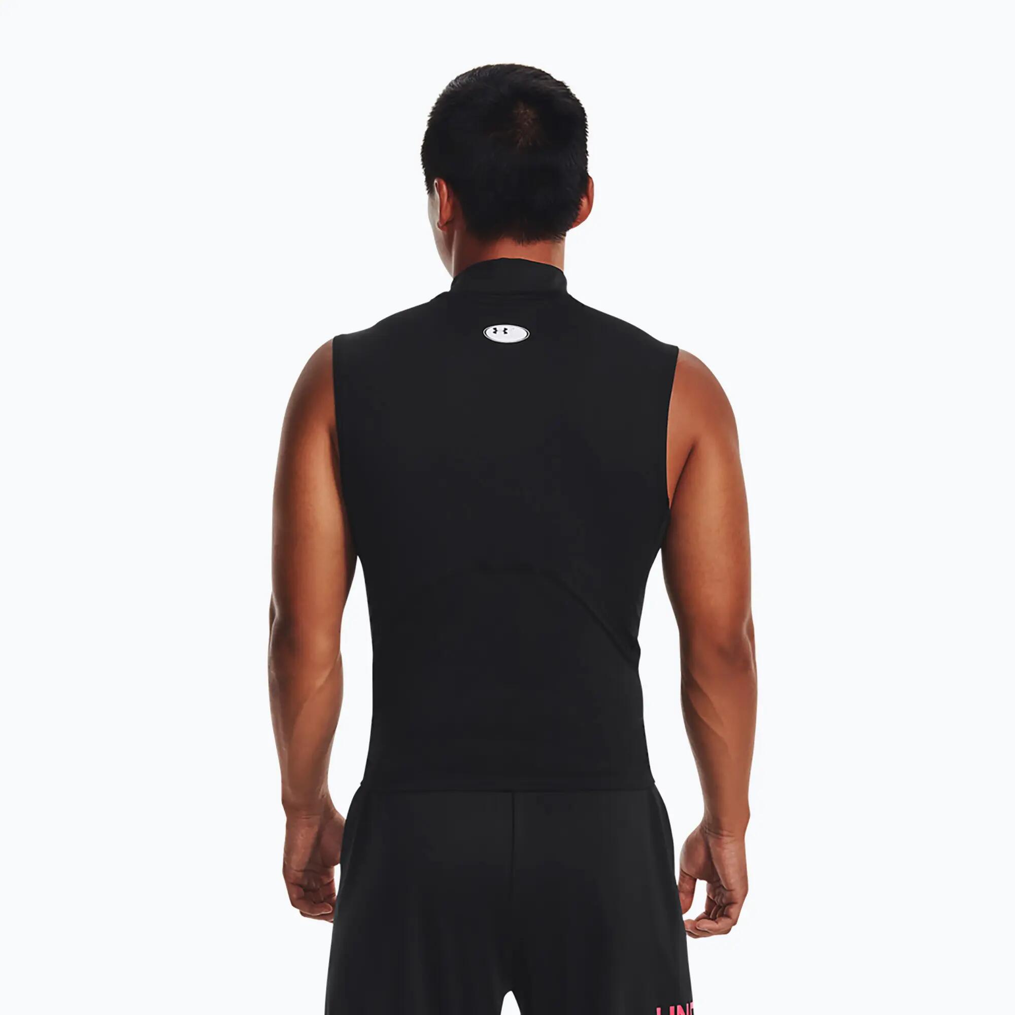 Herren Trainingsshirt Under Armour HG Armour Comp Mock schwarz/weiß 3/7