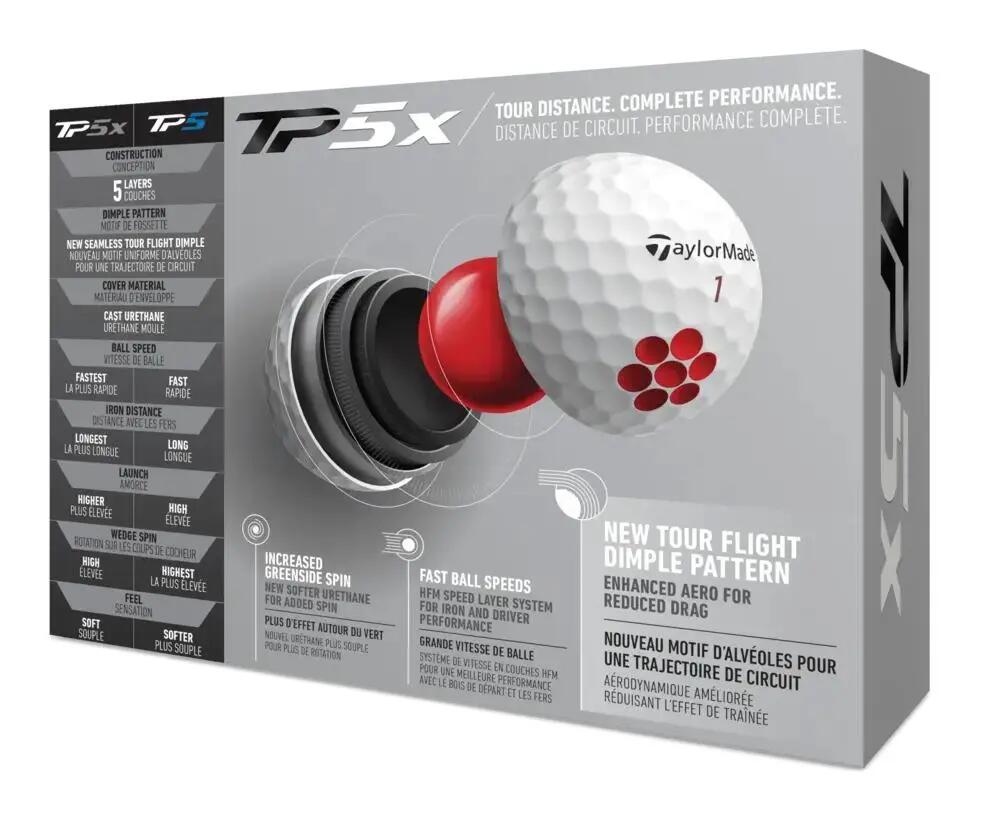 Boite de 12 Balles de Golf TaylorMade TP5 X Blanches 3/3