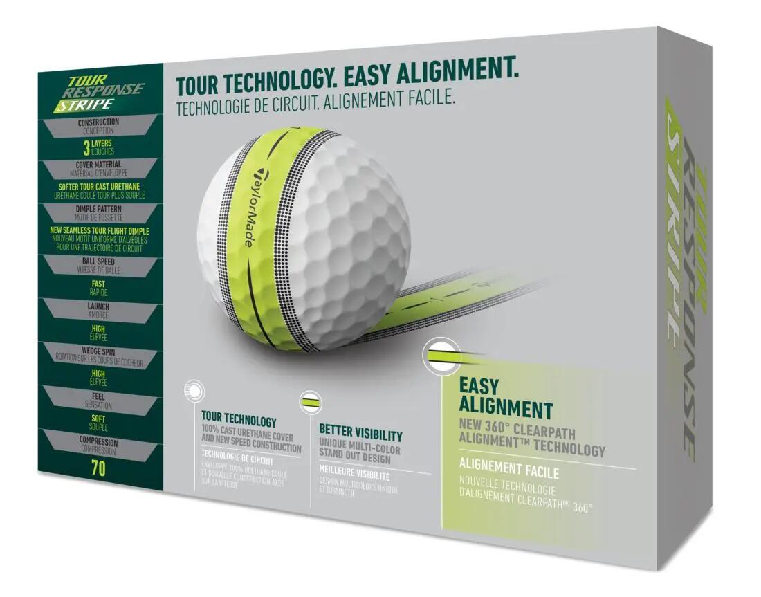 Boite de 12 Balles de Golf TaylorMade Tour Response Stripe 4/5