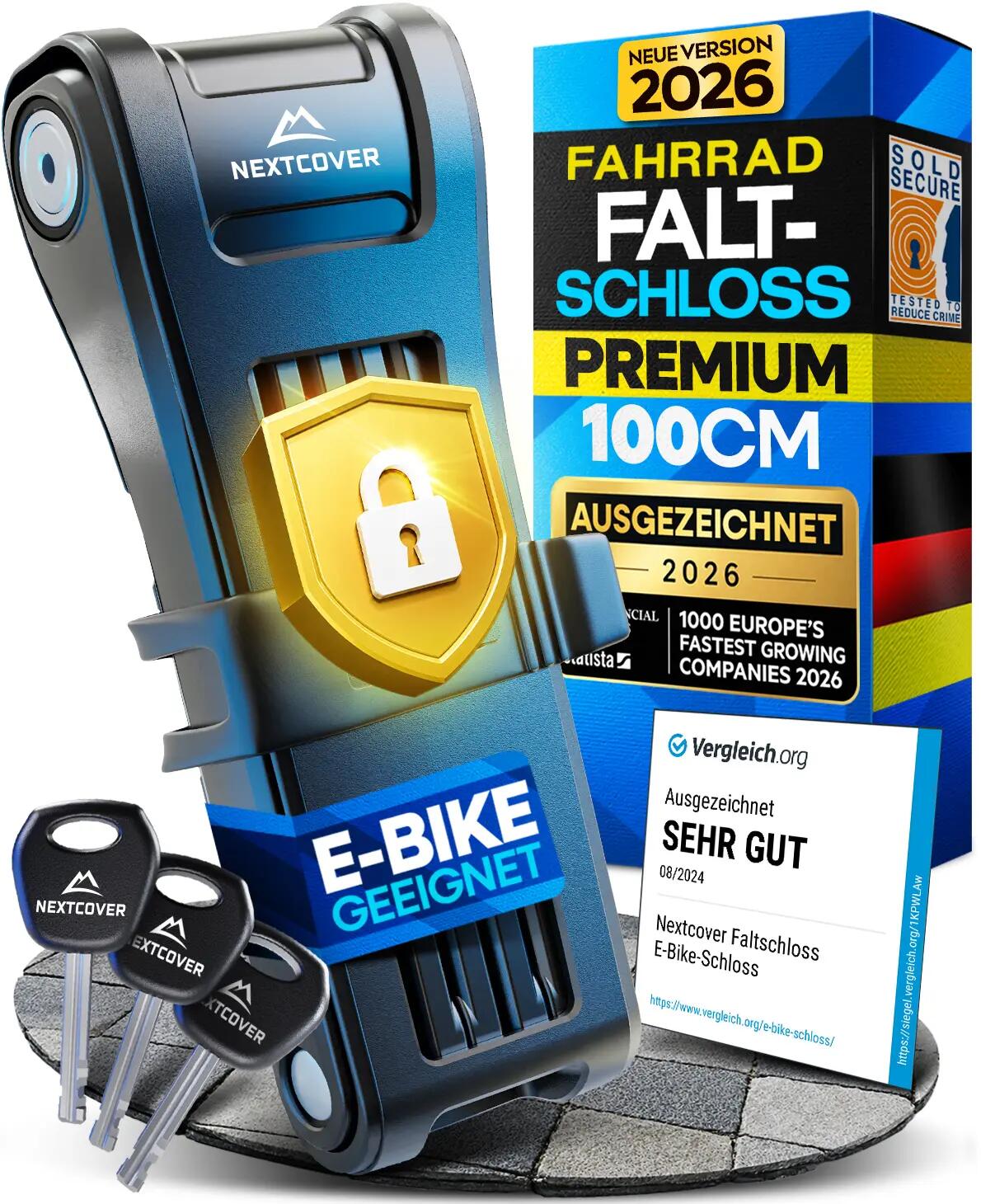 Faltschloss PRO Fahrrad FoldPro - mit SteelSecure-Technologie 1/9