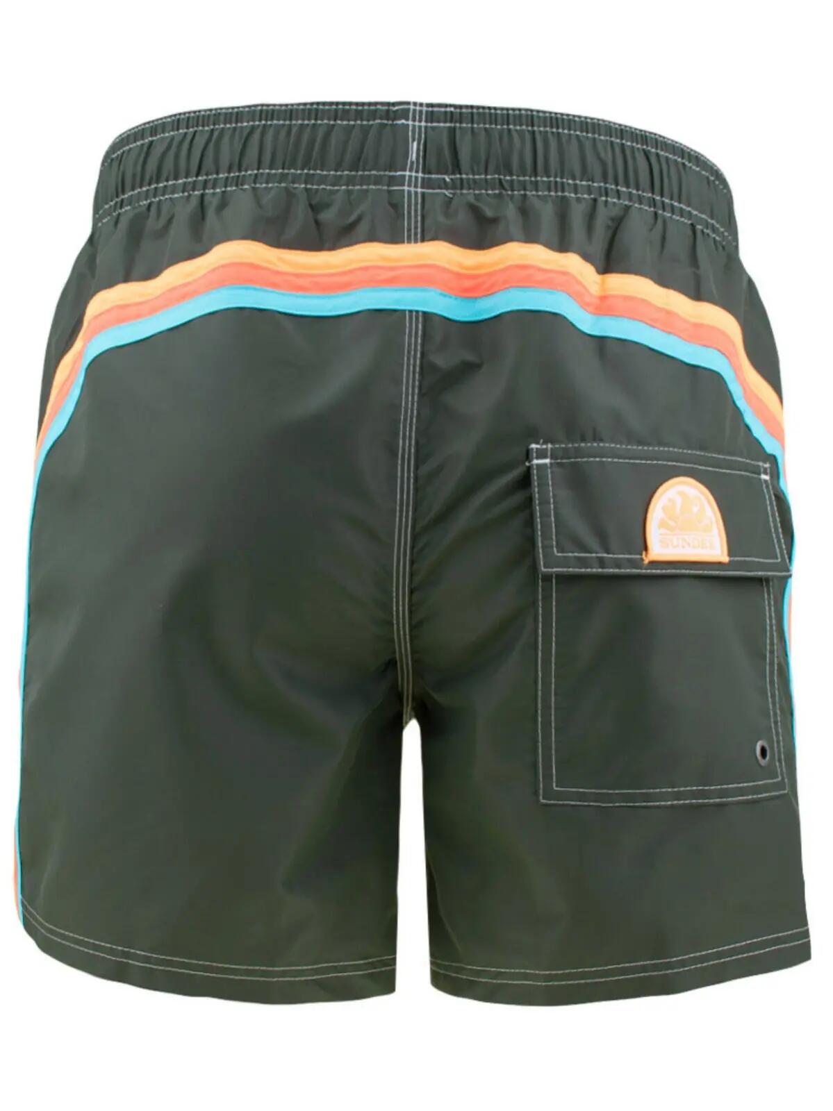 Herren Elastic Waist Badeshorts Grün 55101 7/7