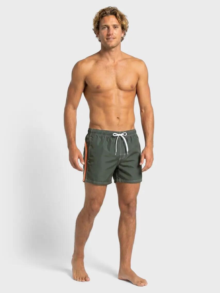 Herren Elastic Waist Badeshorts Grün 55101 4/7