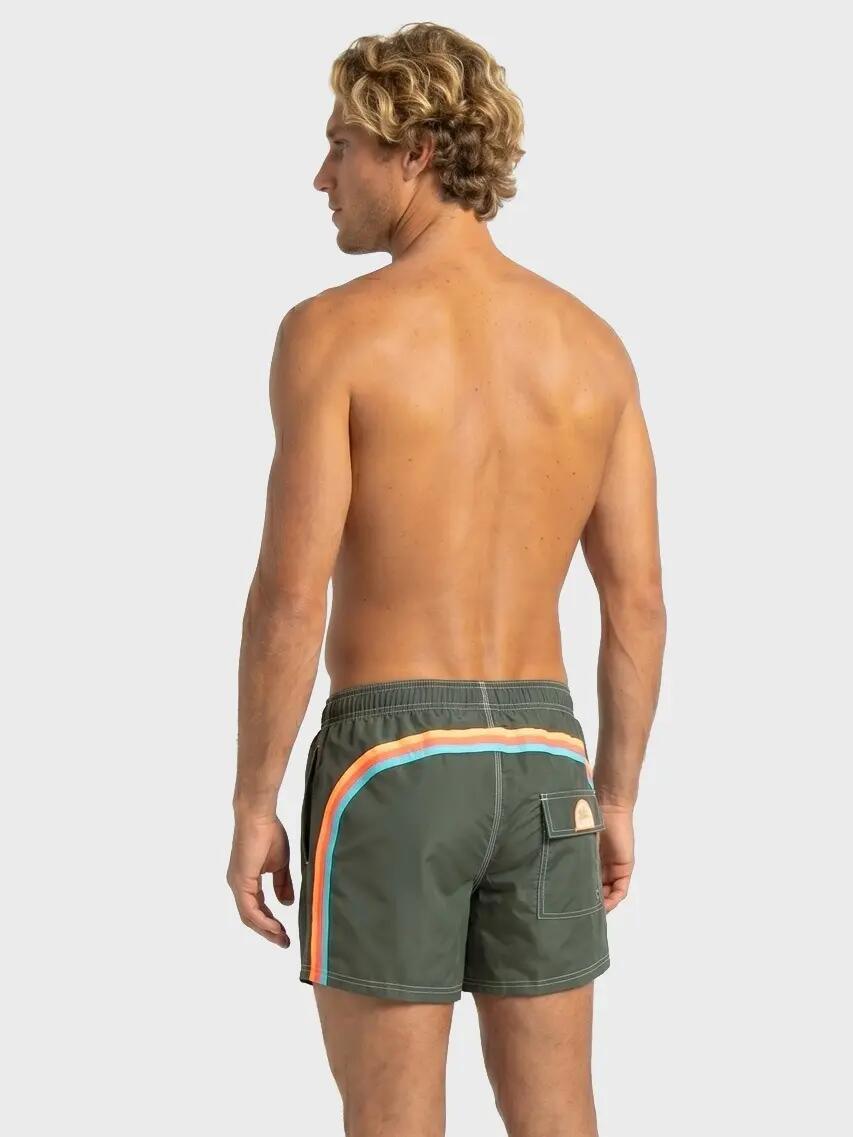 Herren Elastic Waist Badeshorts Grün 55101 3/7