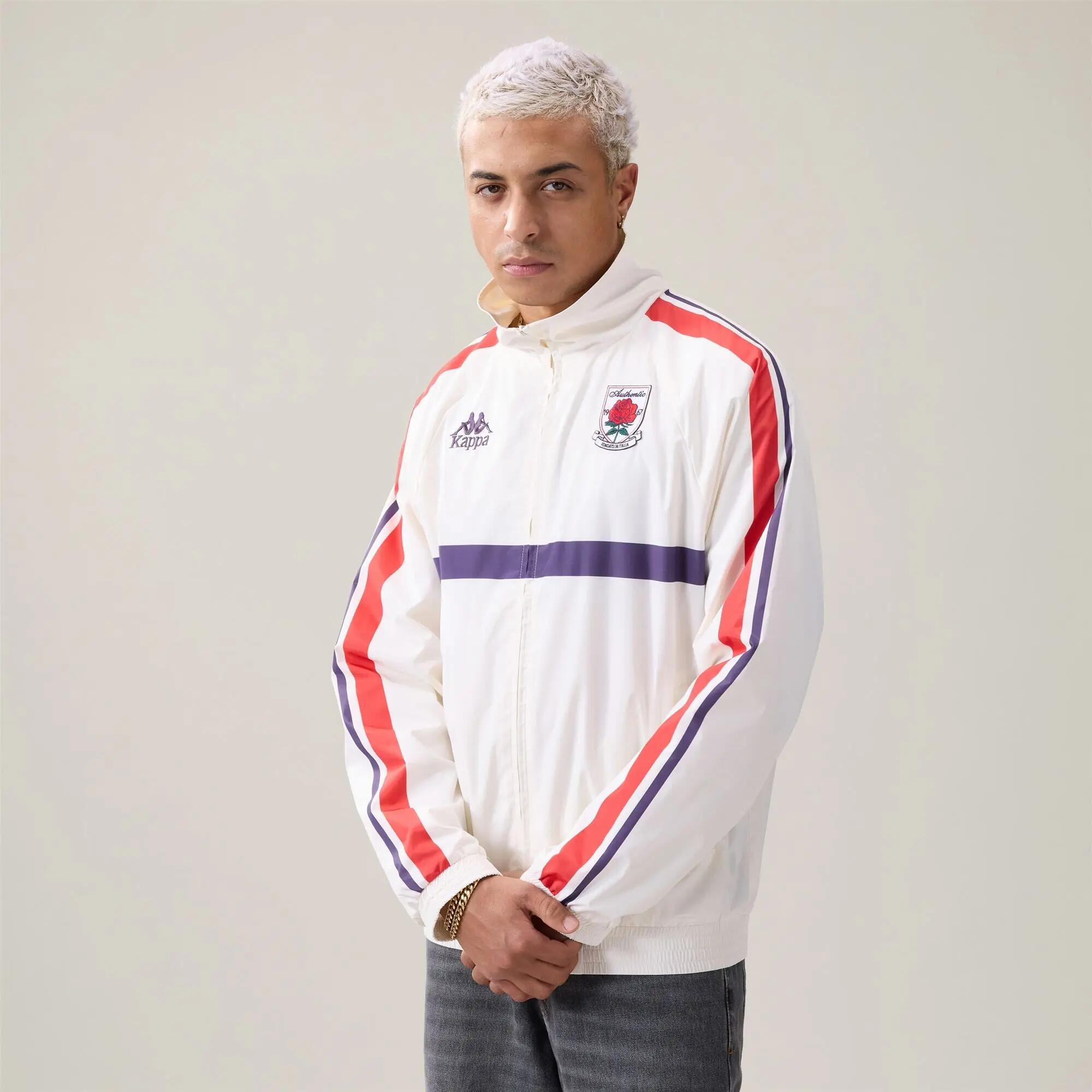 Felpa con zip da uomo in poliestere bianco da streetwear sportivo 1/6