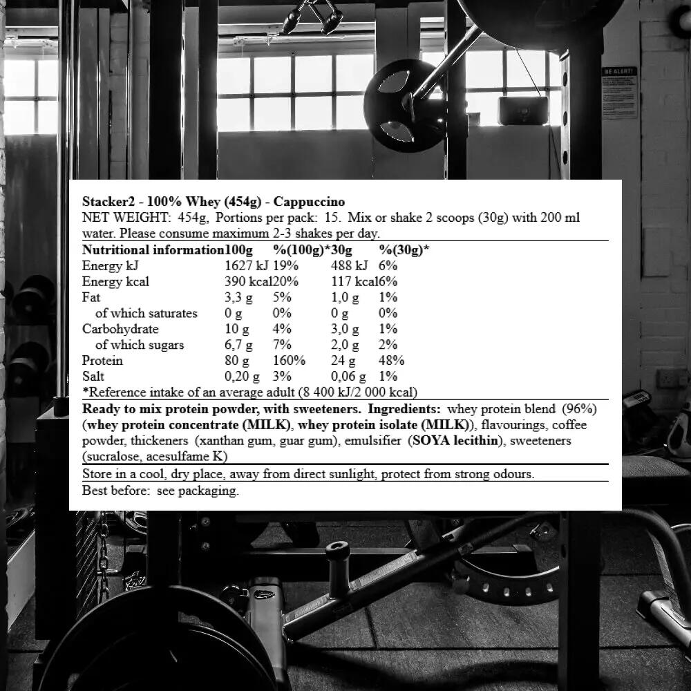 Stacker2 100% Whey (454g) Cappuccino - Protéines 3/3